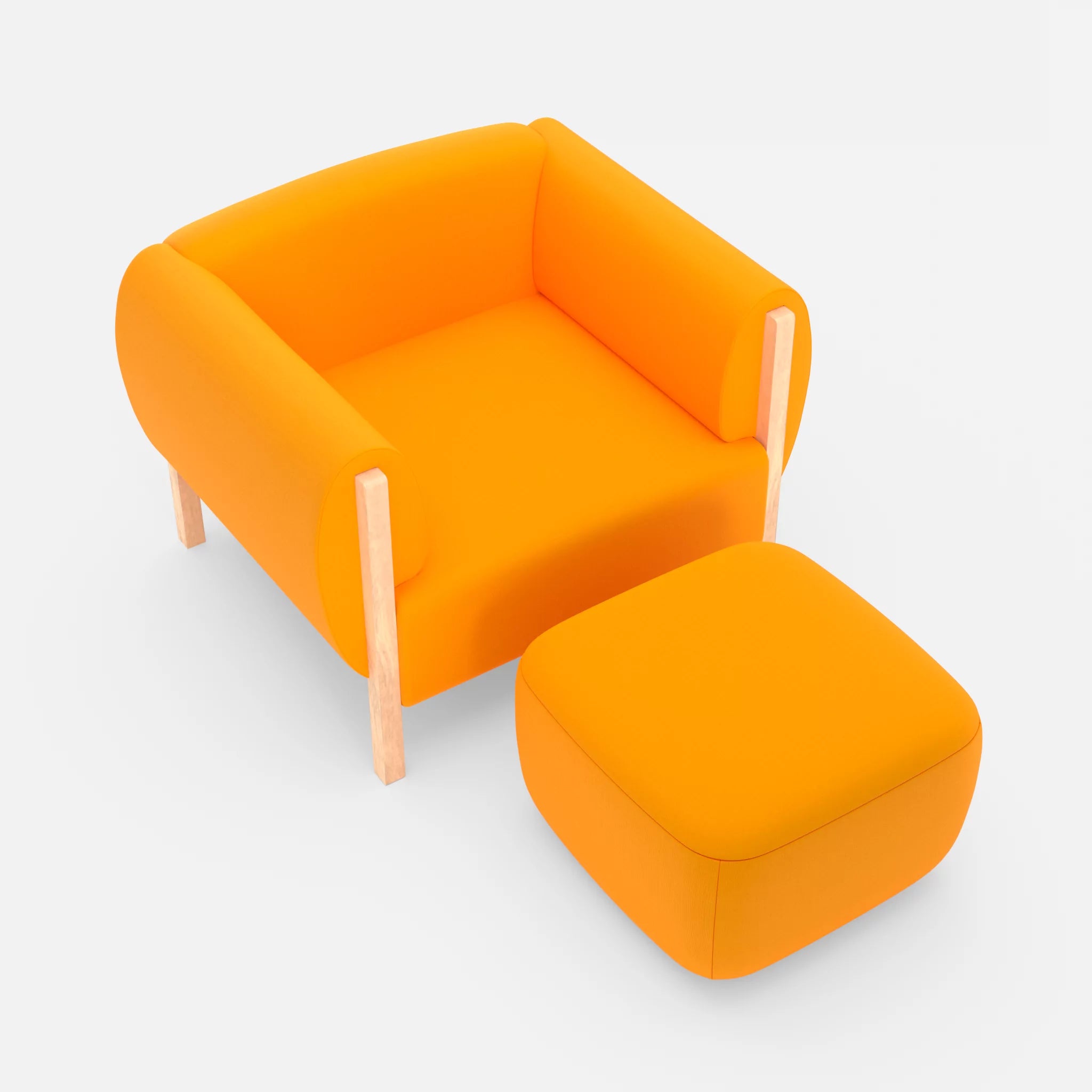 1 Sitzer Sofa Mallow mit Pouf radio3008 in Gelb von oben