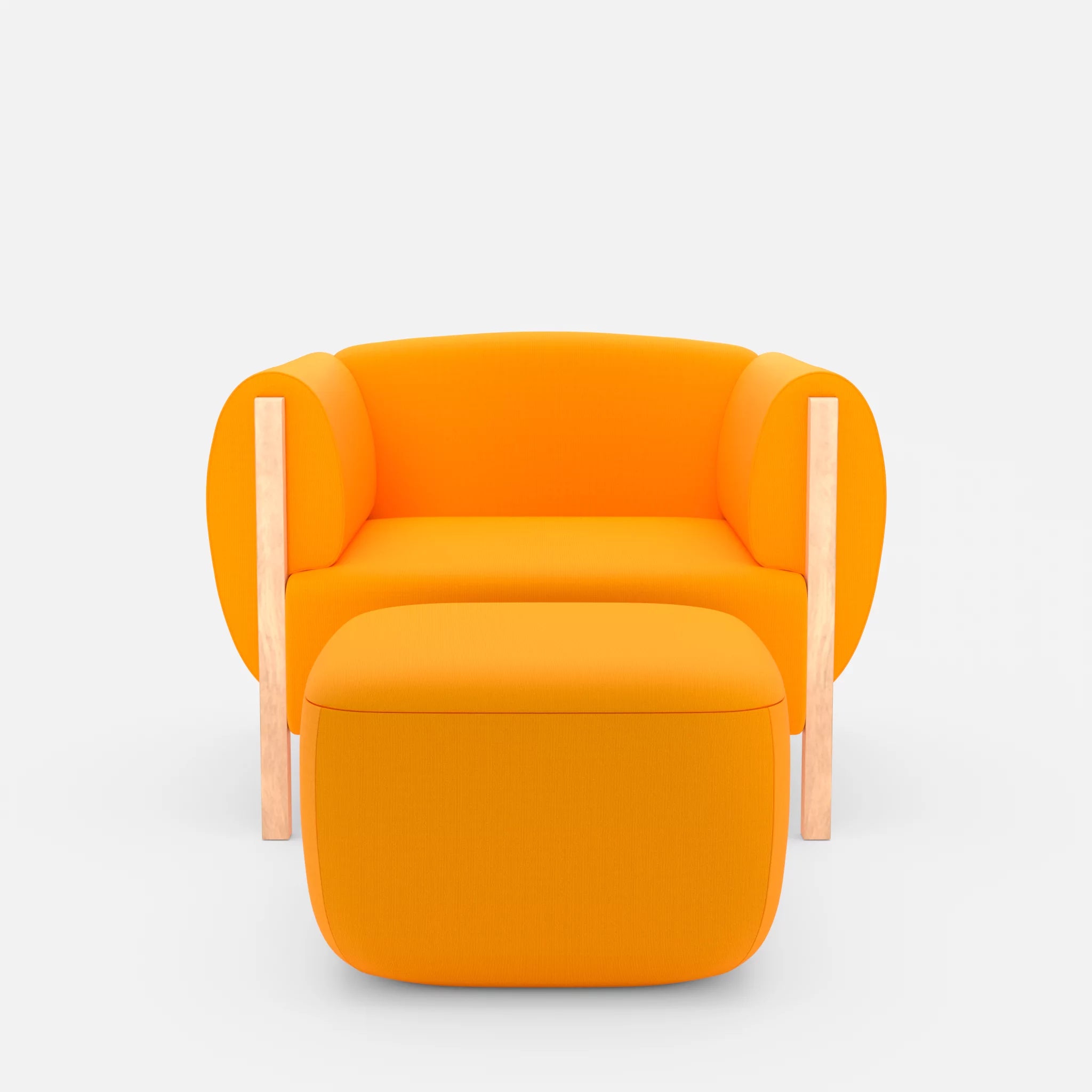 1 Sitzer Sofa Mallow mit Pouf radio3008 in Gelb von vorne