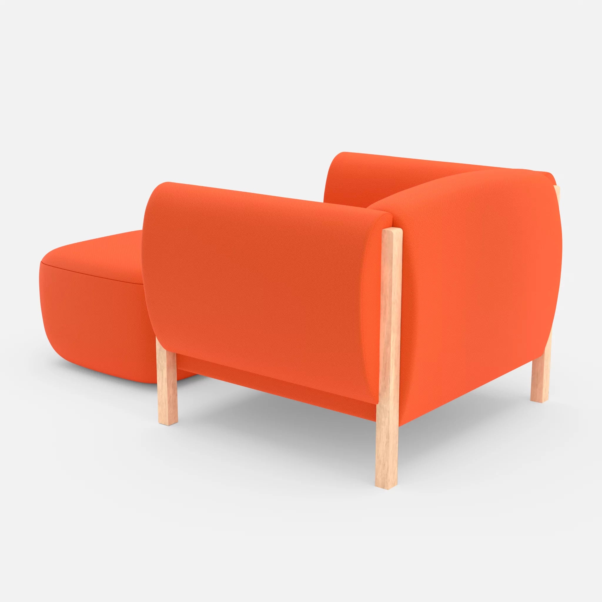 1 Sitzer Sofa Mallow mit Pouf radio3094 in Orange von hinten