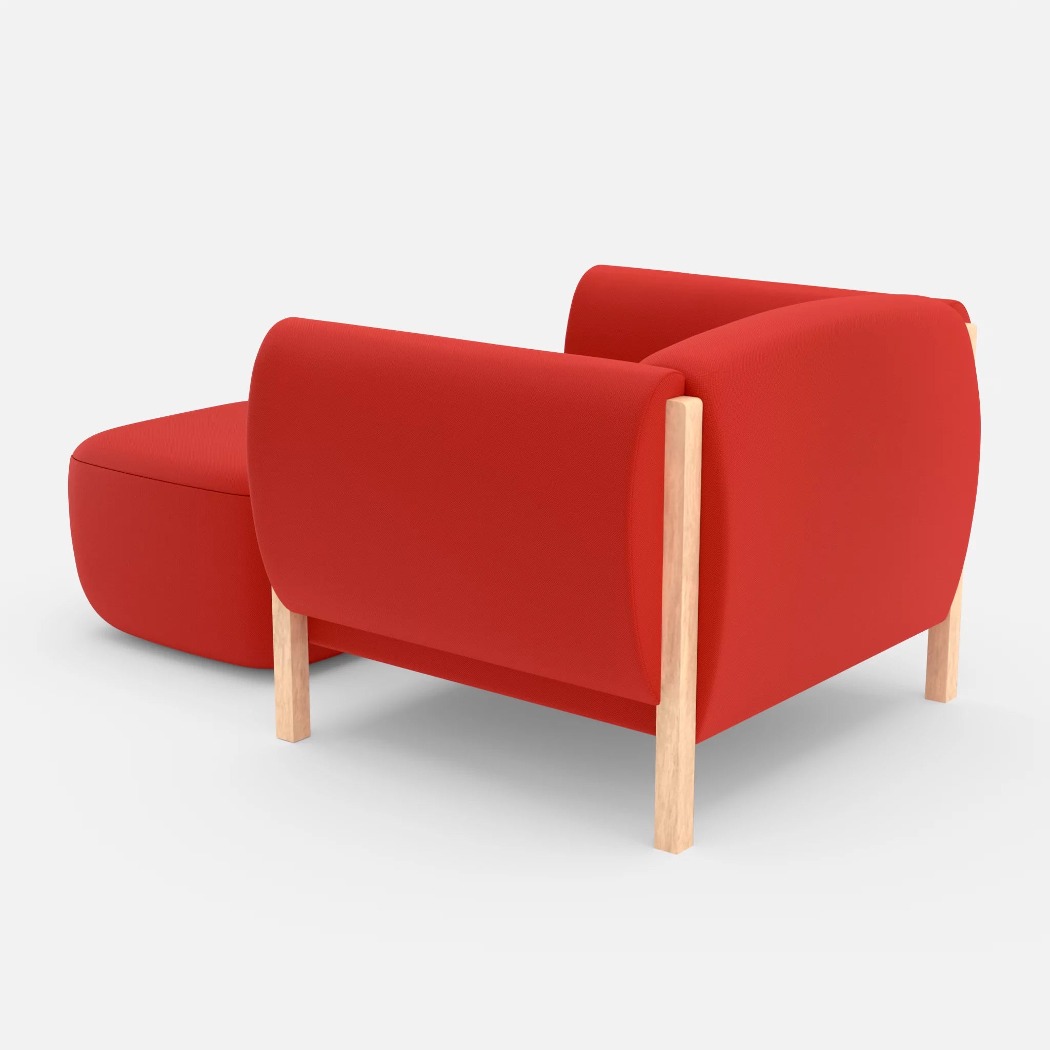1 Sitzer Sofa Mallow mit Pouf radio4028 in Rot von hinten