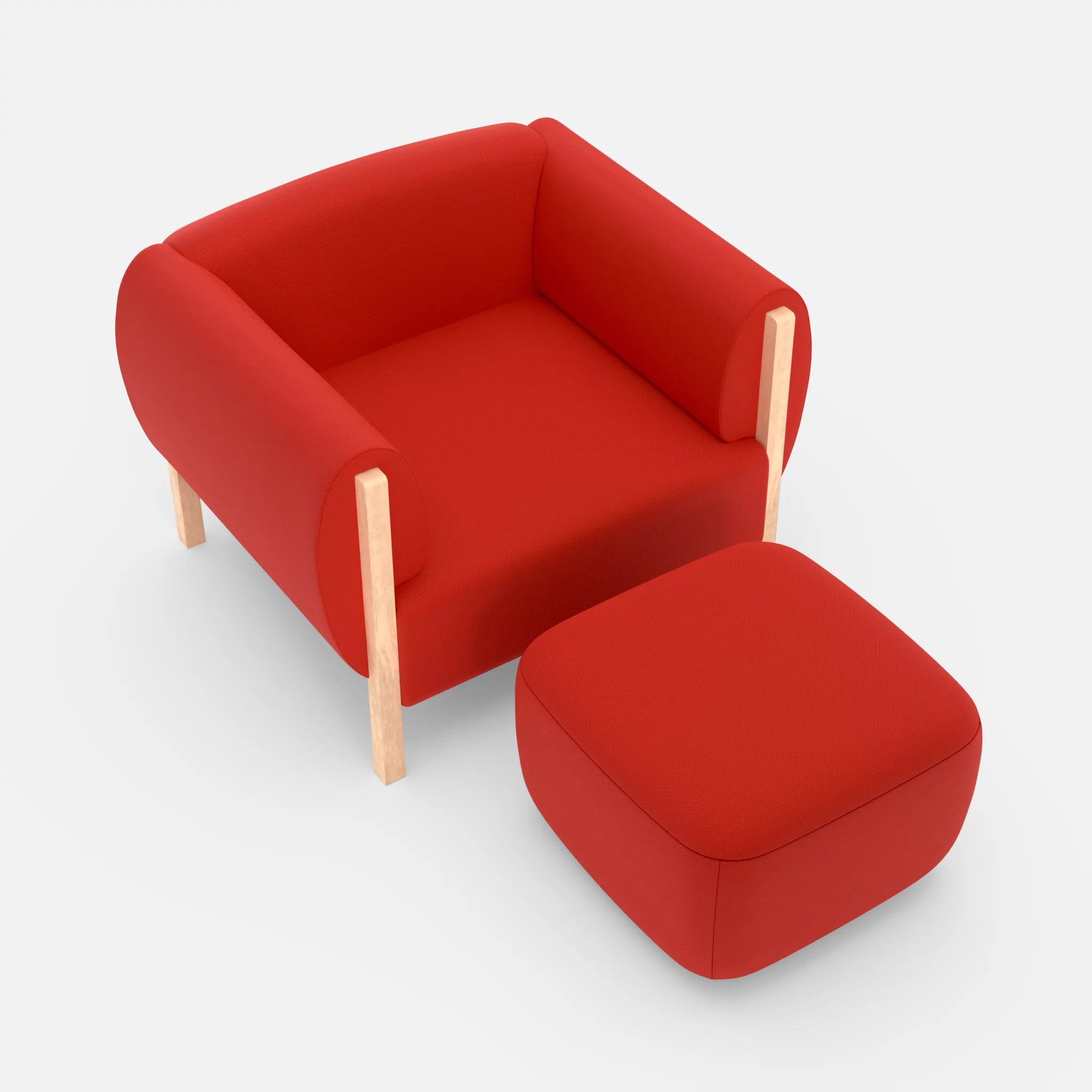 1 Sitzer Sofa Mallow mit Pouf radio4028 in Rot von oben