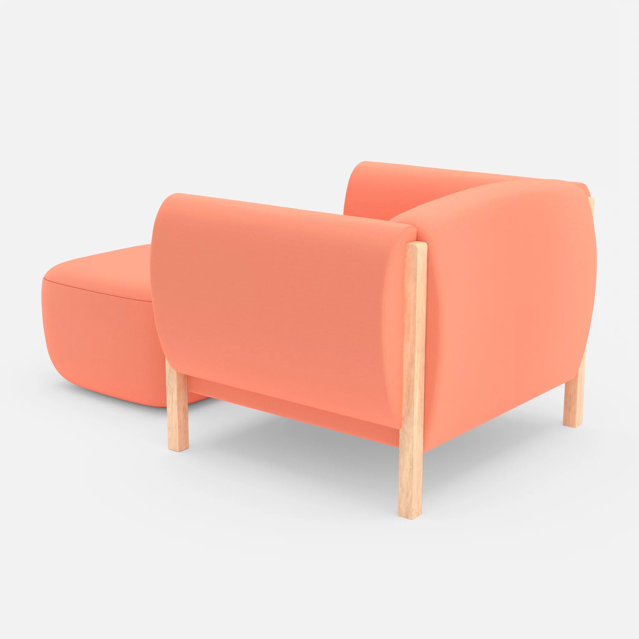 1 Sitzer Sofa Mallow mit Pouf radio4046 in Coral von hinten