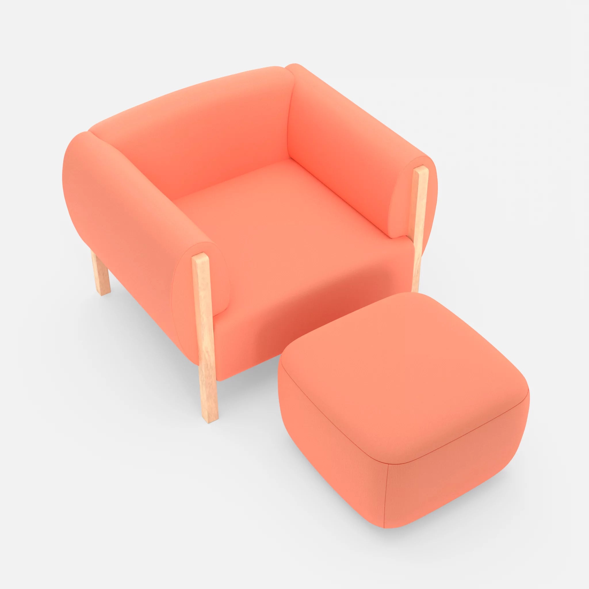 1 Sitzer Sofa Mallow mit Pouf radio4046 in Coral von oben