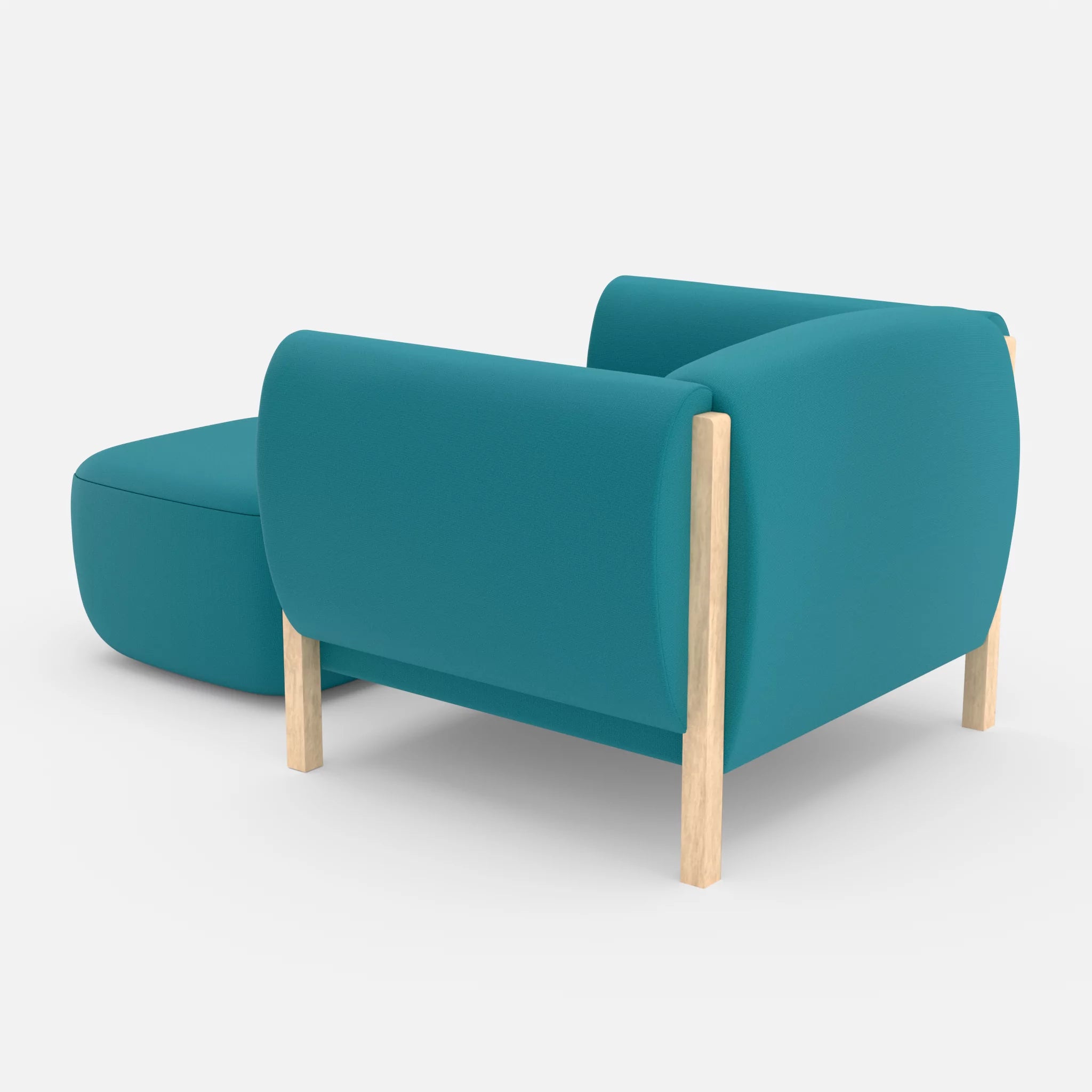 1 Sitzer Sofa Mallow mit Pouf radio6015 in Türkis von hinten