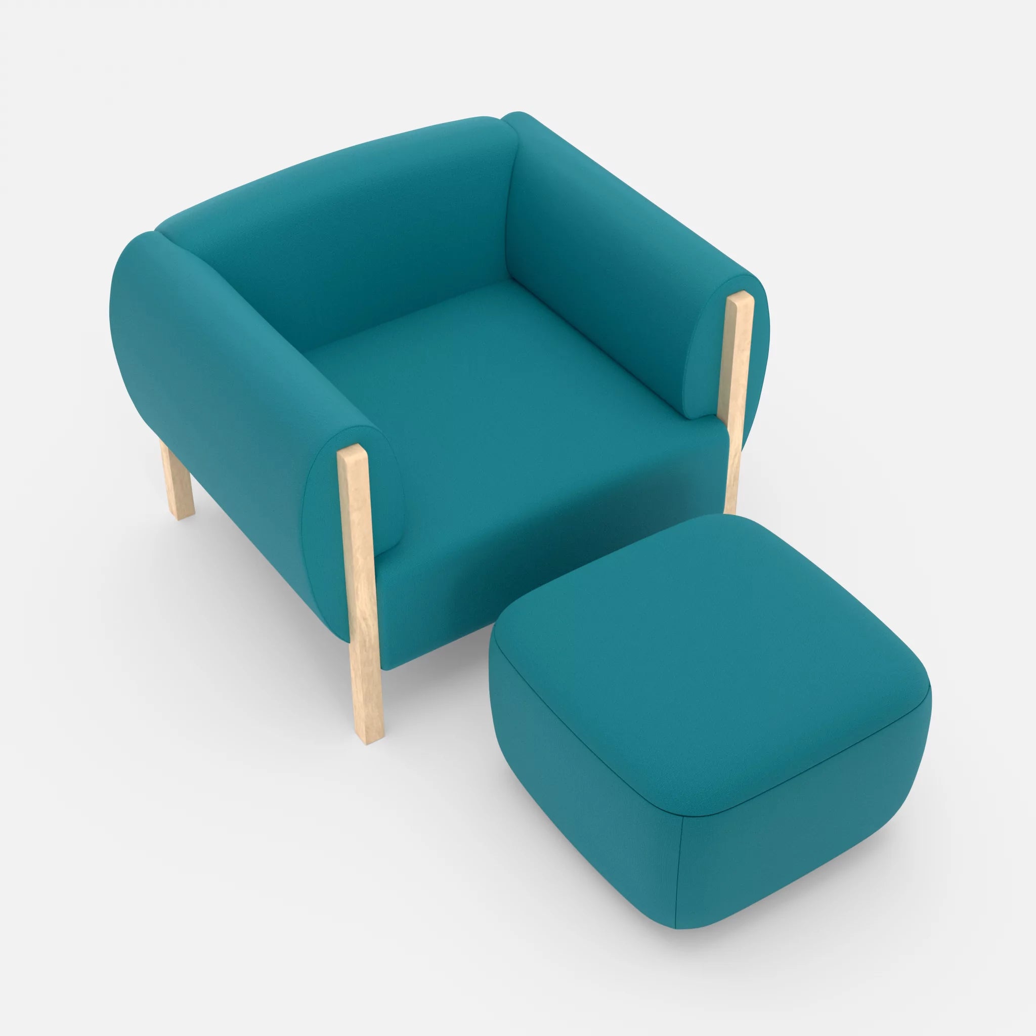 1 Sitzer Sofa Mallow mit Pouf radio6015 in Türkis von oben