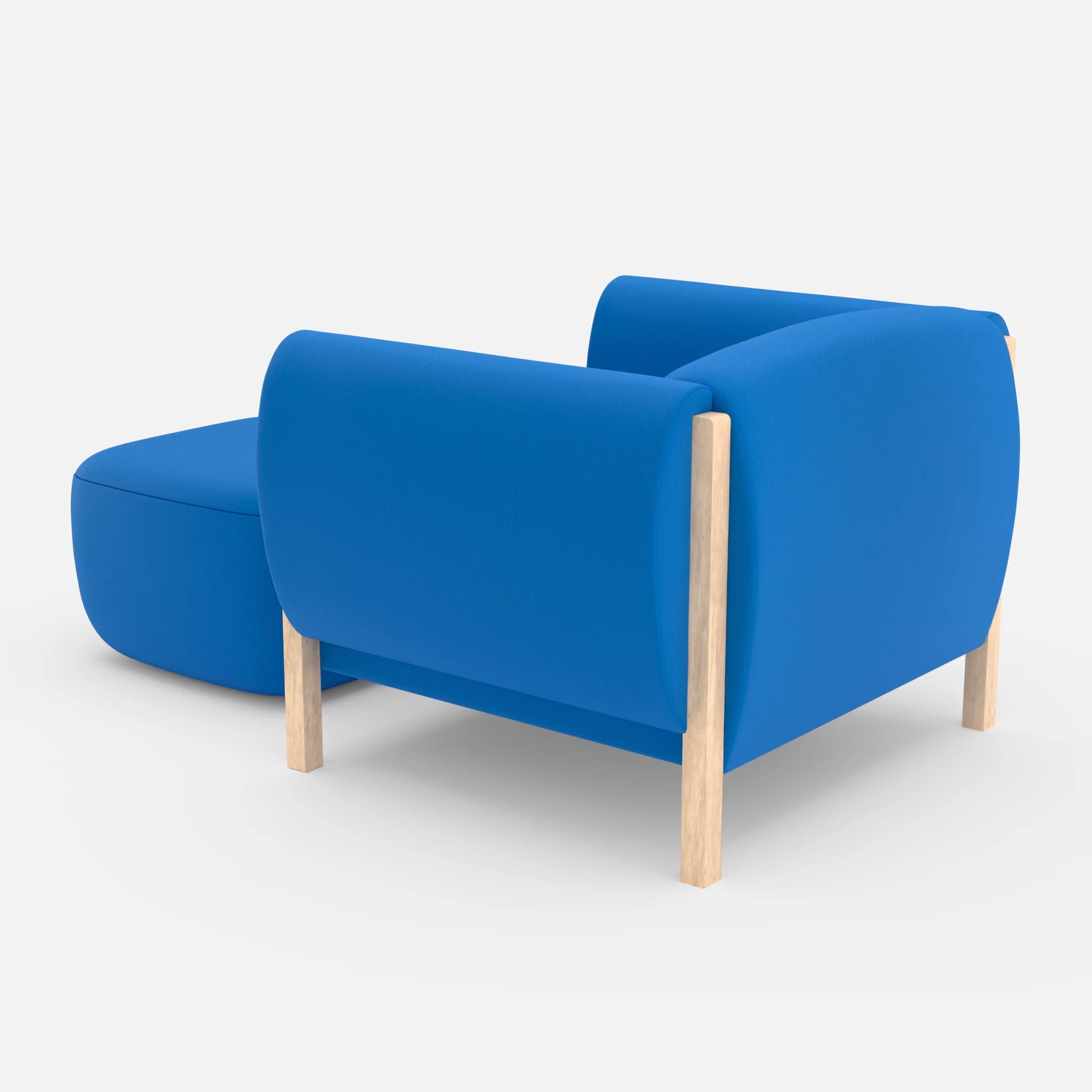 1 Sitzer Sofa Mallow mit Pouf radio6075 in Blau von hinten