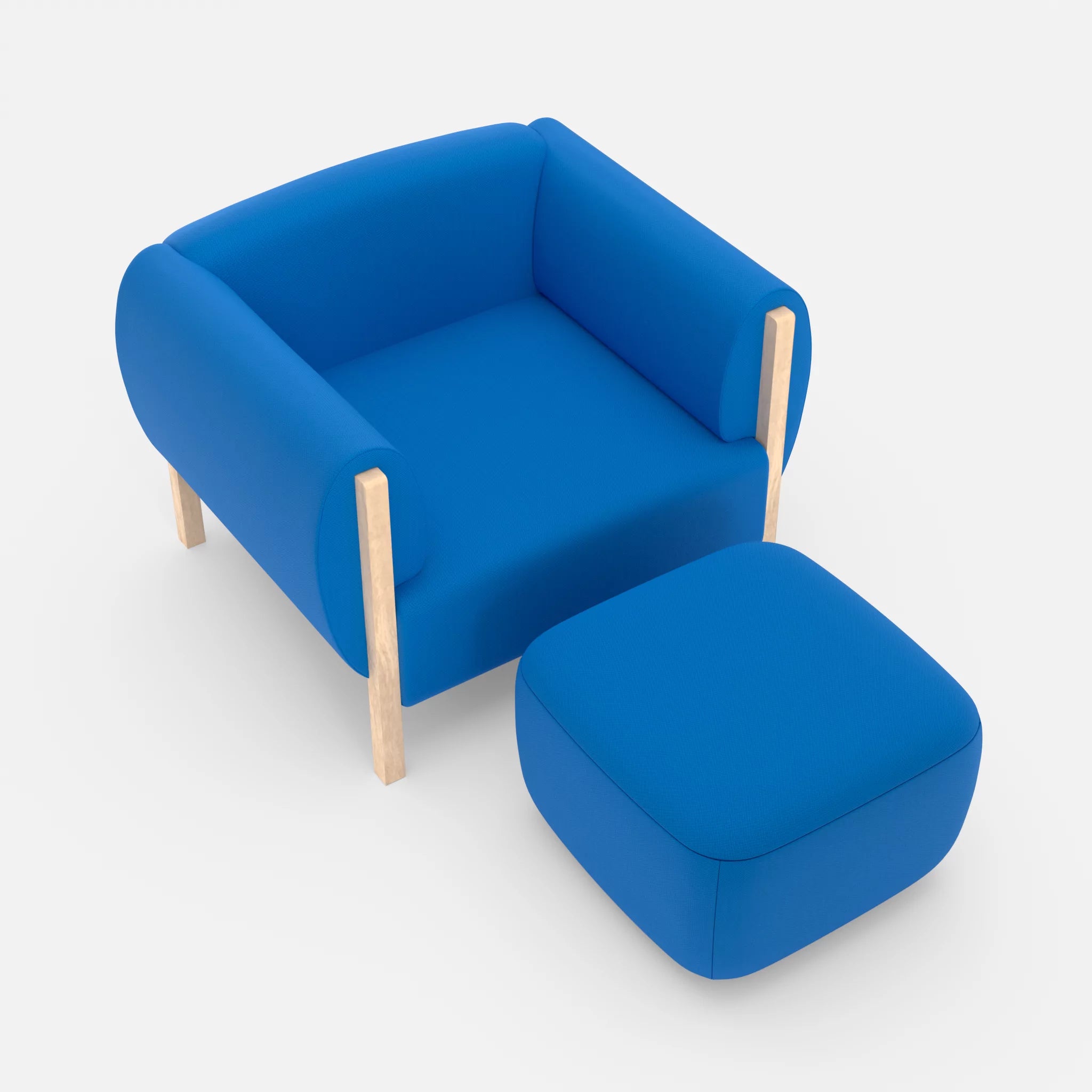 1 Sitzer Sofa Mallow mit Pouf radio6075 in Blau von oben