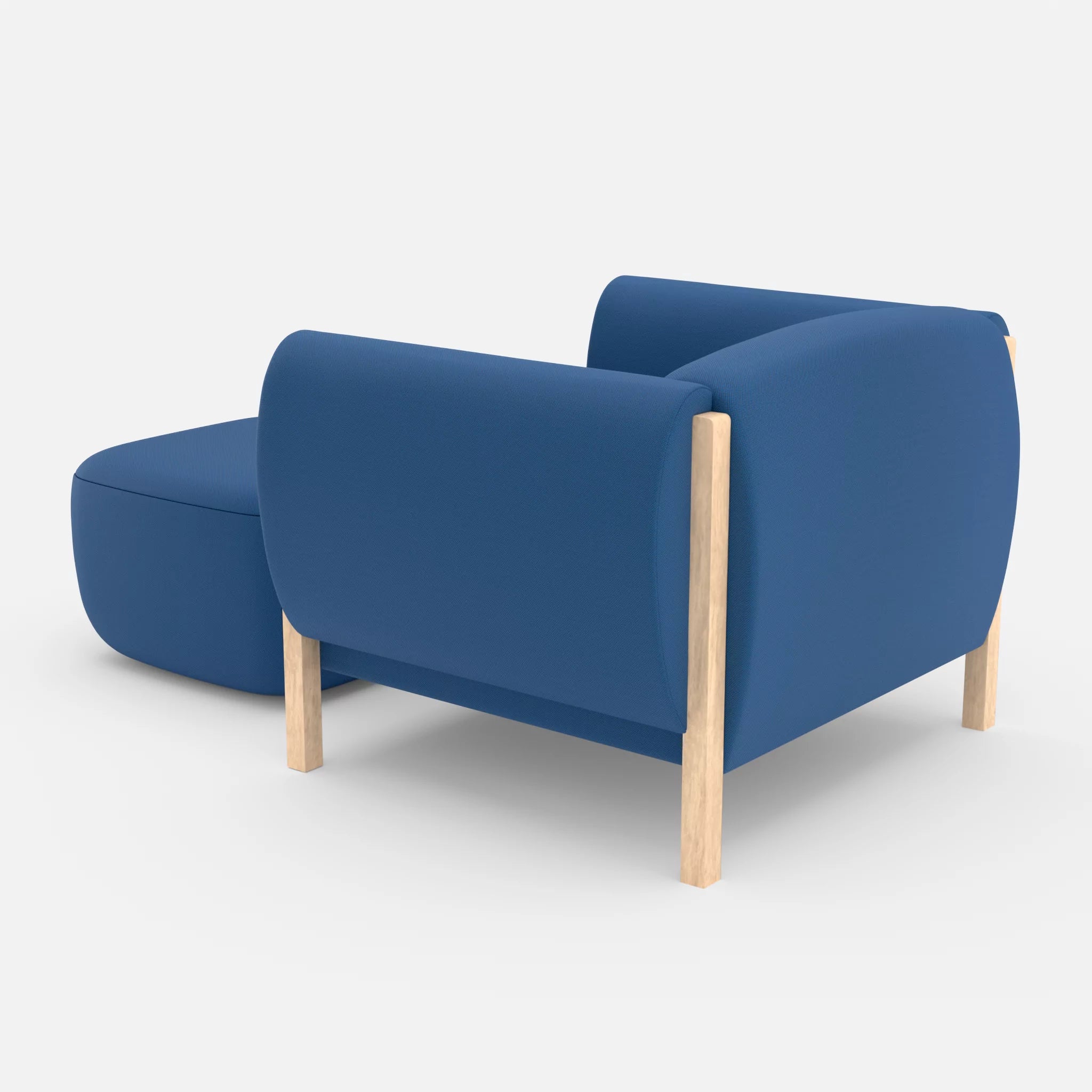 1 Sitzer Sofa Mallow mit Pouf radio6512 in Dunkelblau von hinten