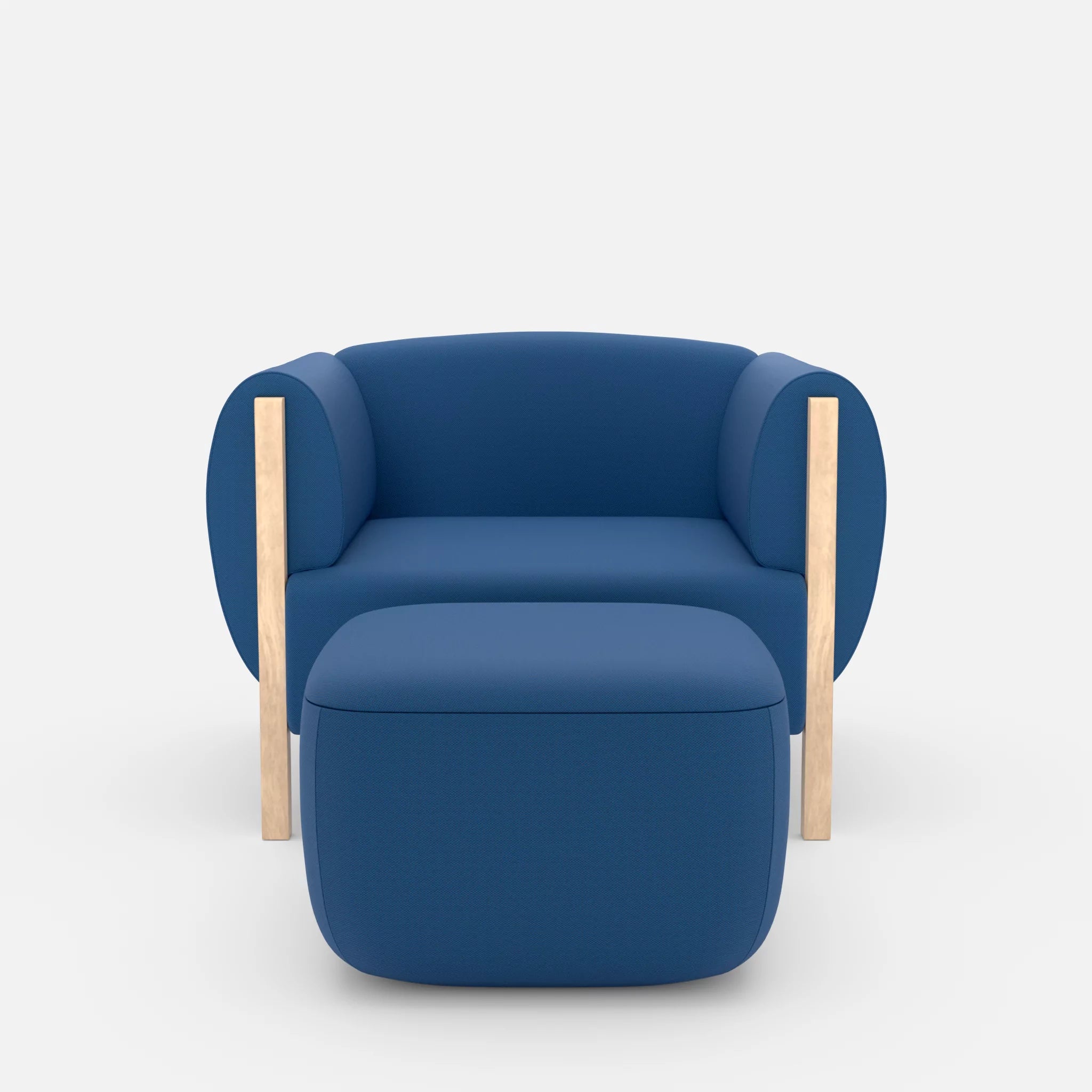 1 Sitzer Sofa Mallow mit Pouf radio6512 in Dunkelblau von vorne