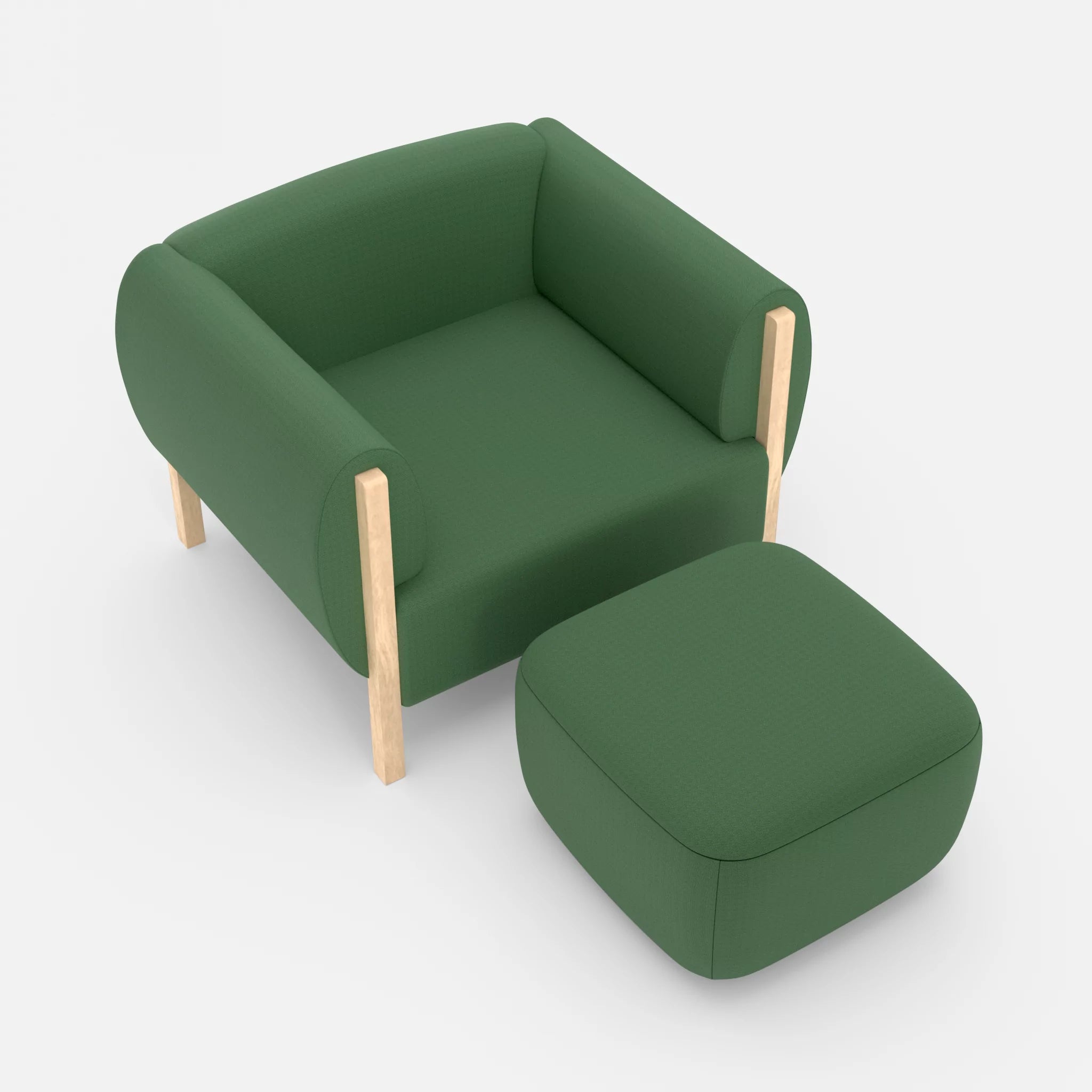 1 Sitzer Sofa Mallow mit Pouf radio7036 in Olive von oben