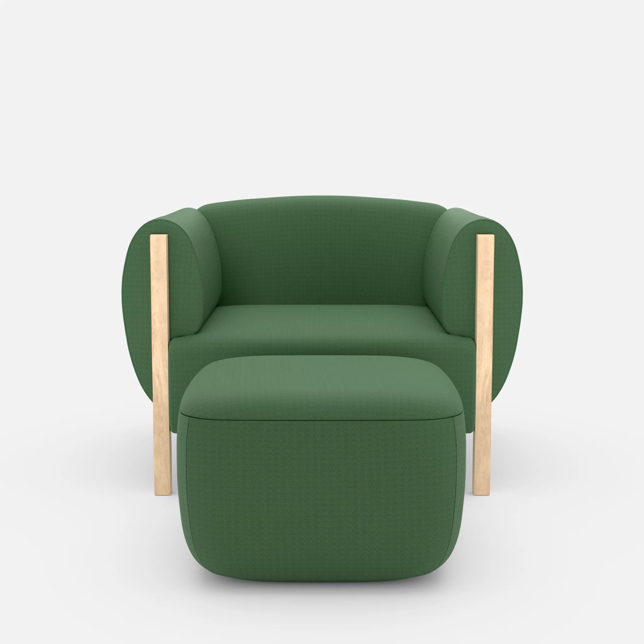1 Sitzer Sofa Mallow mit Pouf radio7036 in Olive von vorne