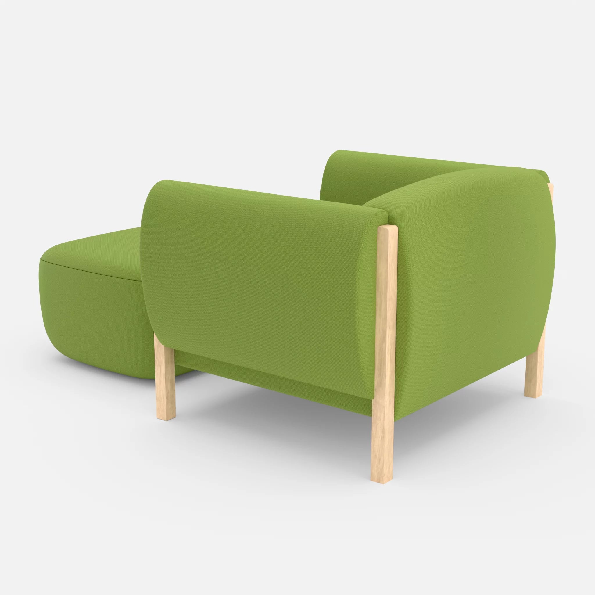 1 Sitzer Sofa Mallow mit Pouf radio7041 in Hellgrün von hinten