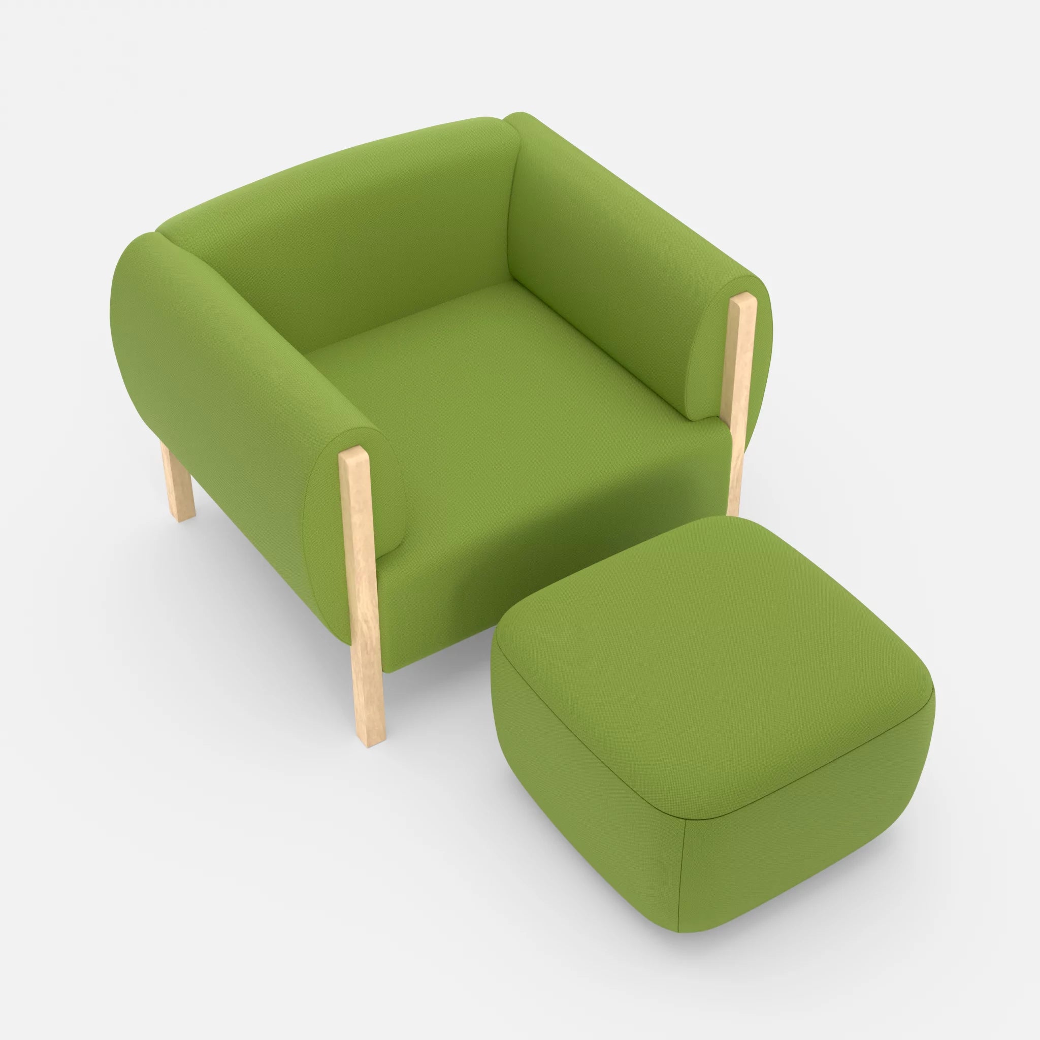 1 Sitzer Sofa Mallow mit Pouf radio7041 in Hellgrün von oben