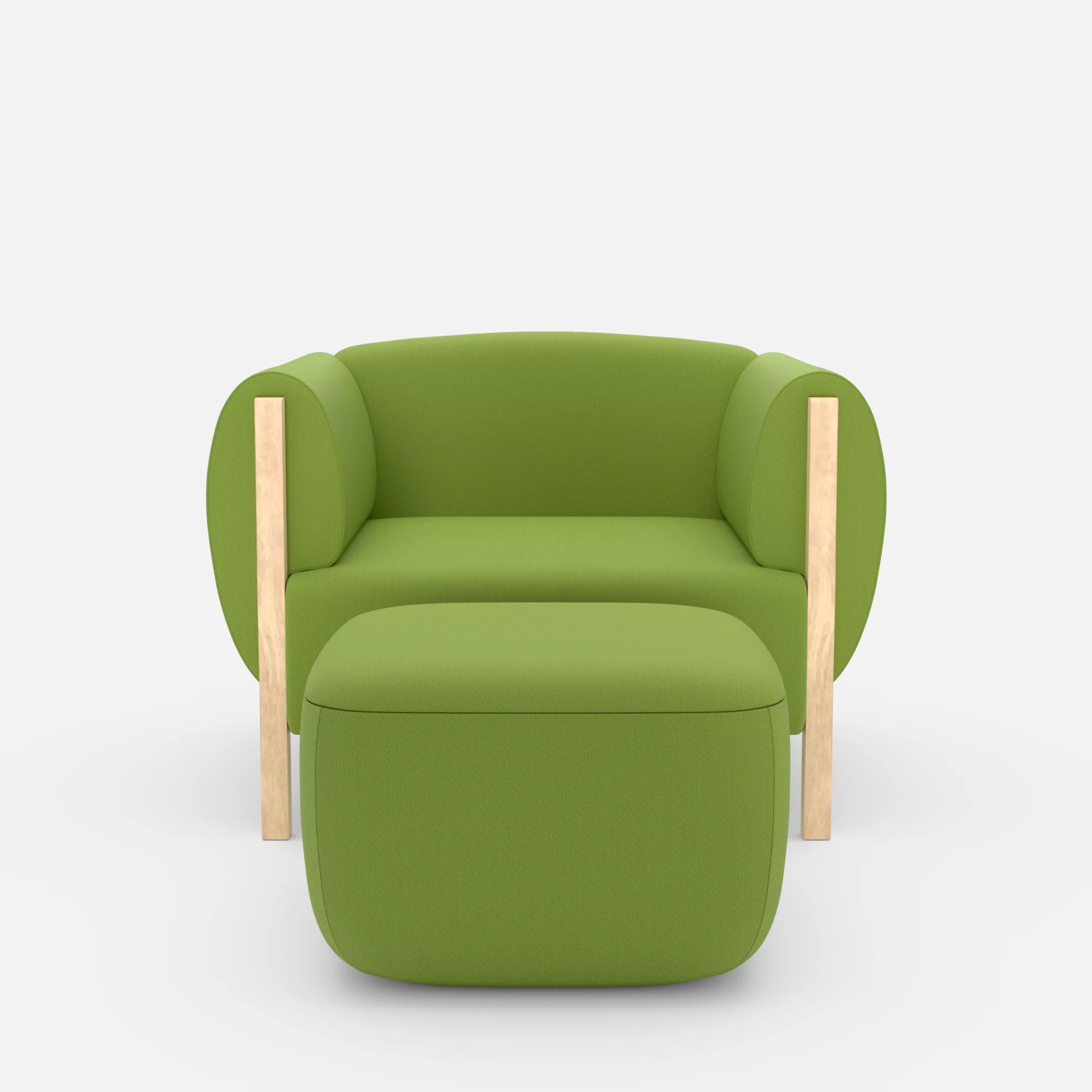 1 Sitzer Sofa Mallow mit Pouf radio7041 in Hellgrün von vorne