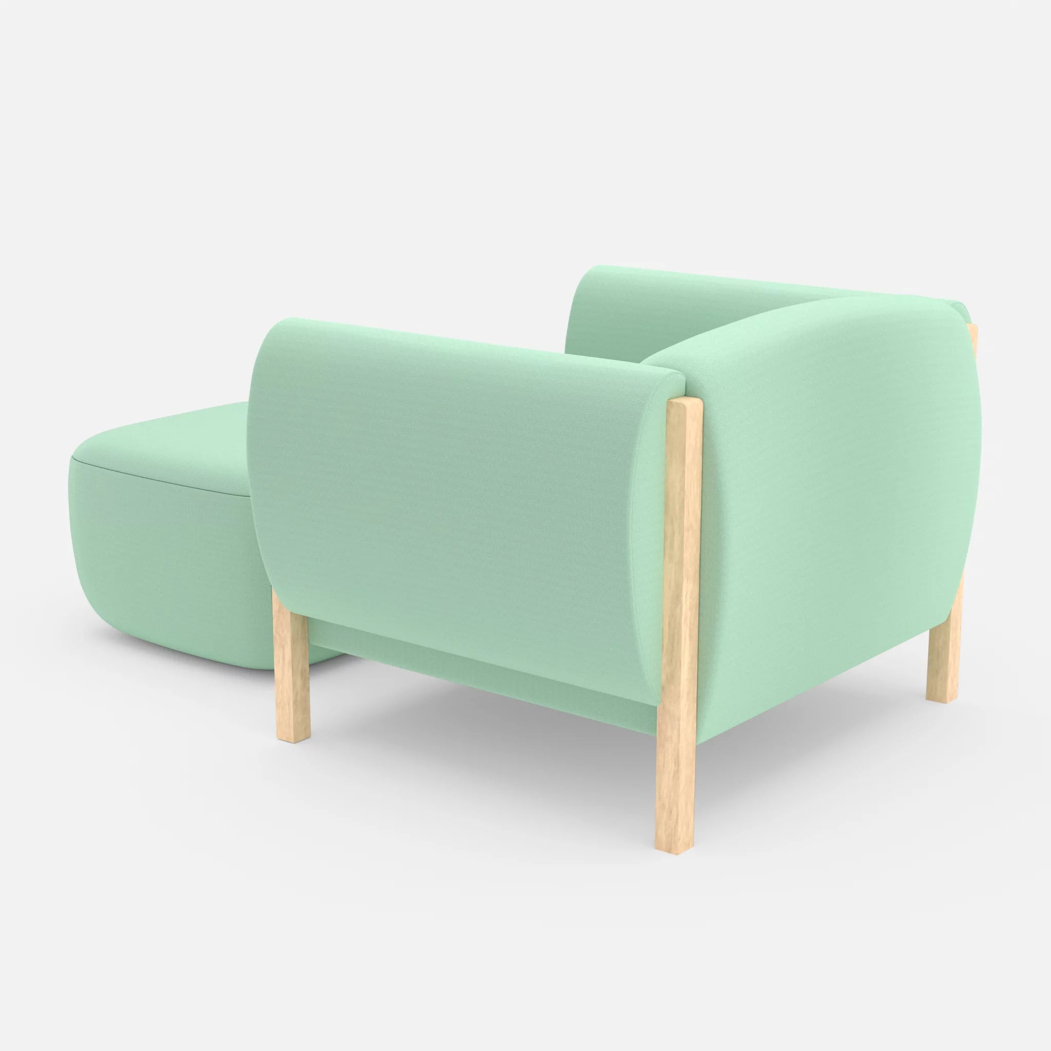 1 Sitzer Sofa Mallow mit Pouf radio7045 in Hellblau von hinten