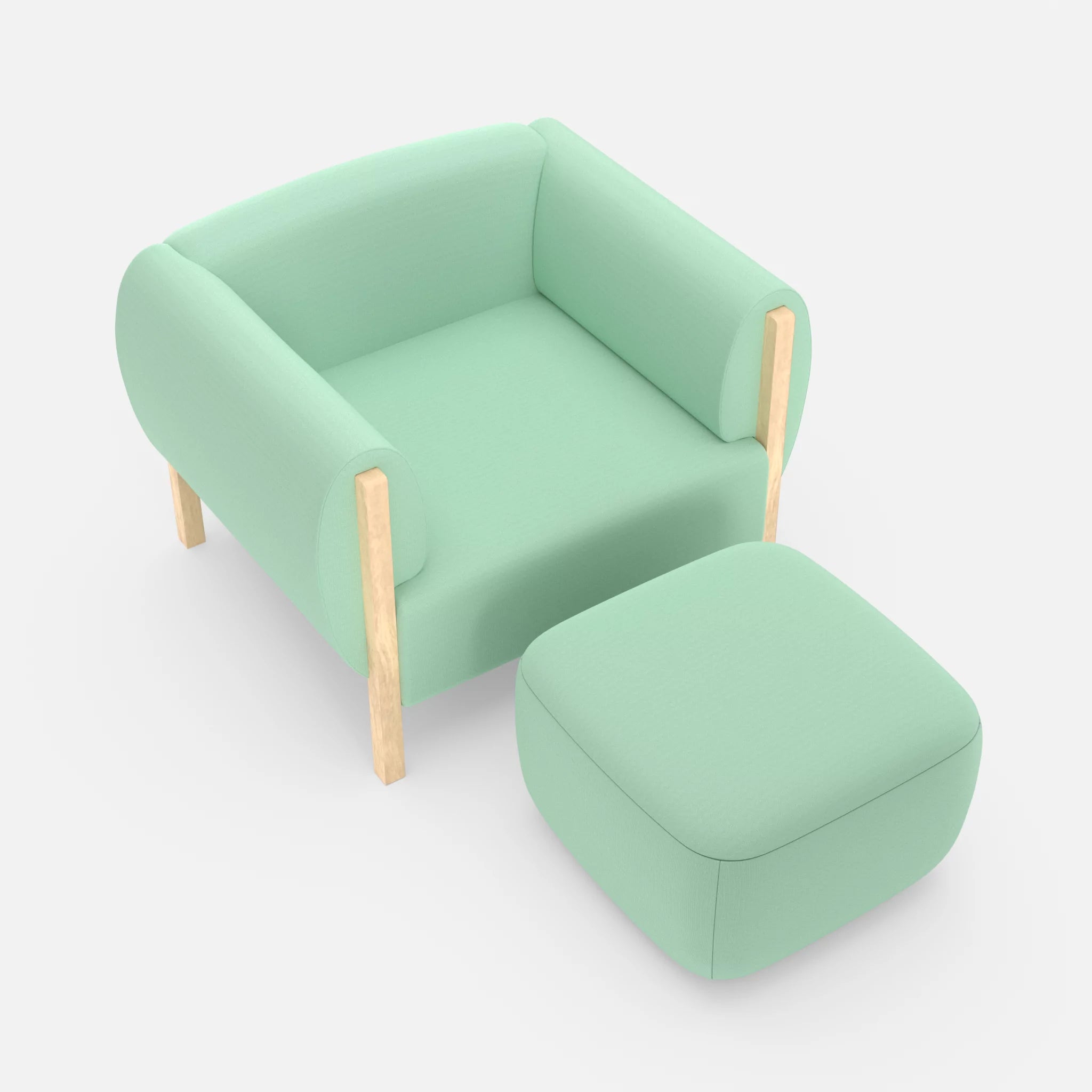 1 Sitzer Sofa Mallow mit Pouf radio7045 in Hellblau von oben