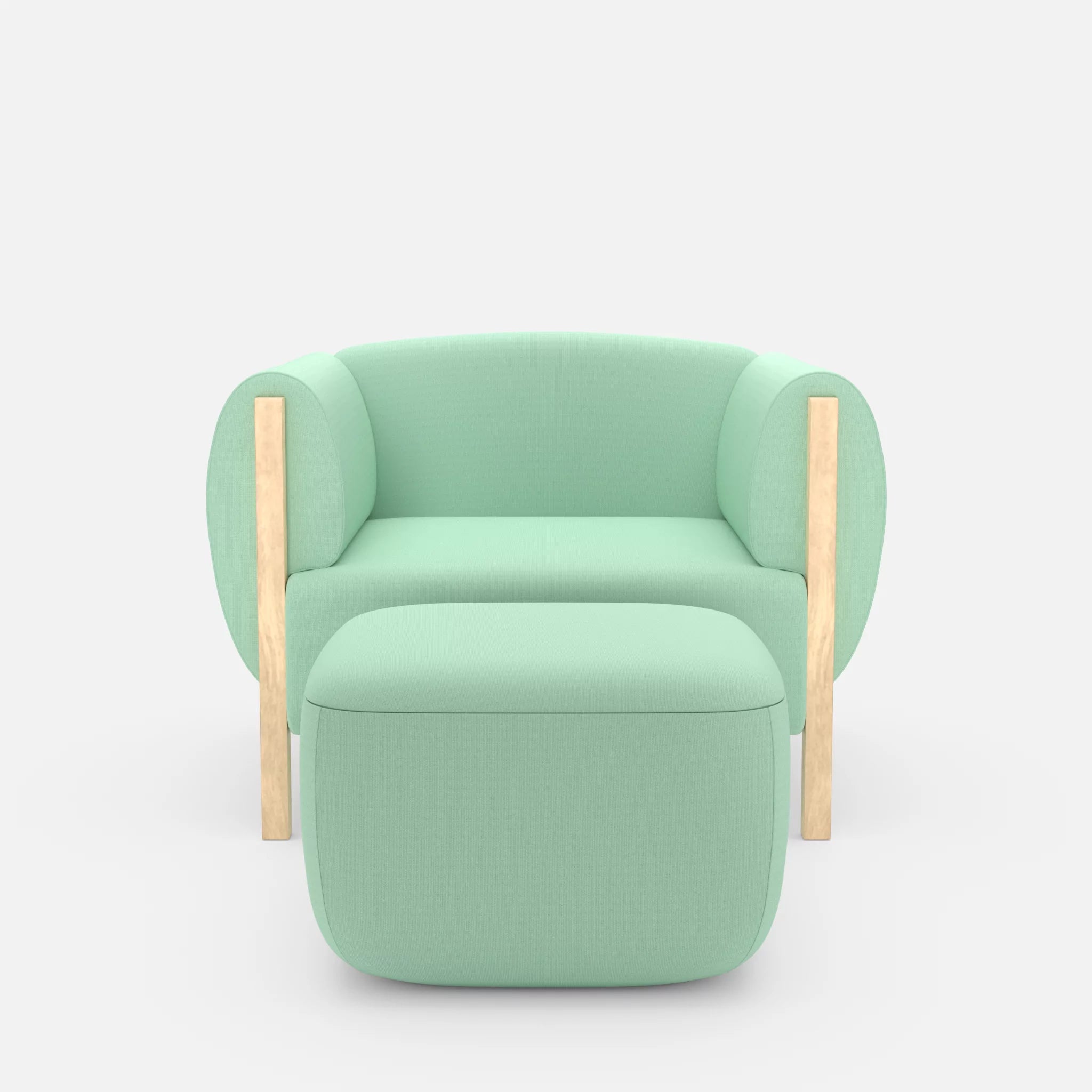1 Sitzer Sofa Mallow mit Pouf radio7045 in Hellblau von vorne