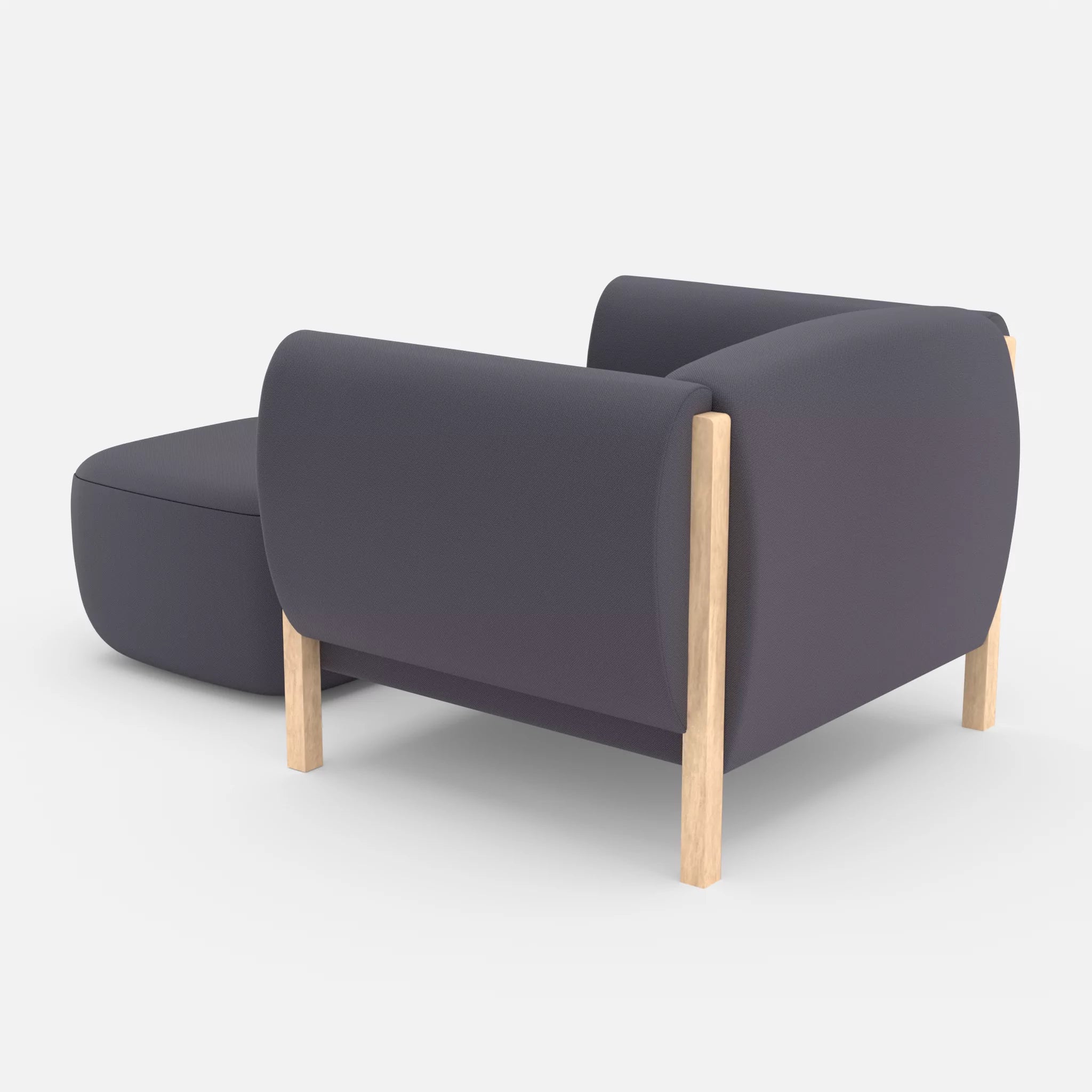 1 Sitzer Sofa Mallow mit Pouf radio8517 in Anthrazit von hinten