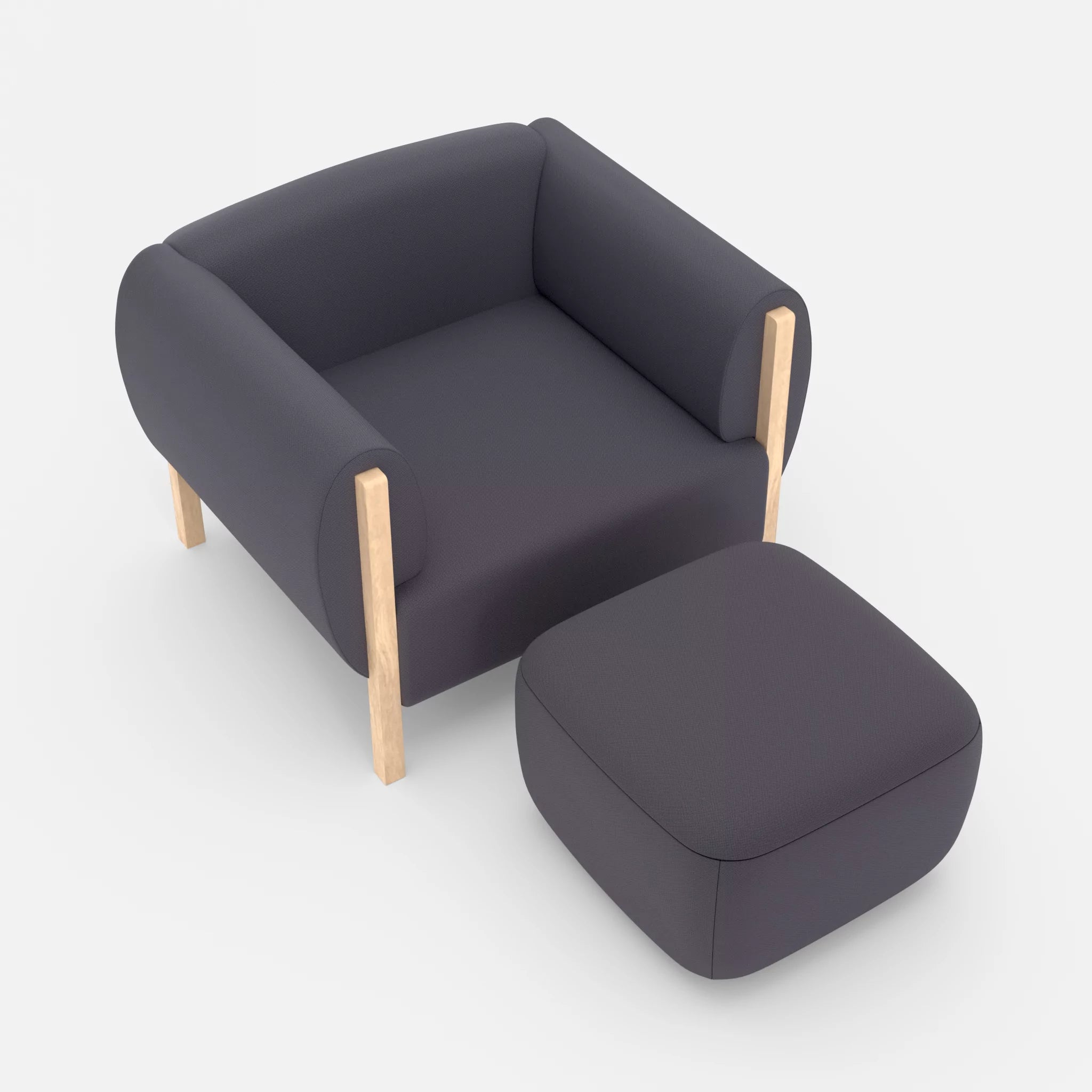 1 Sitzer Sofa Mallow mit Pouf radio8517 in Anthrazit von oben