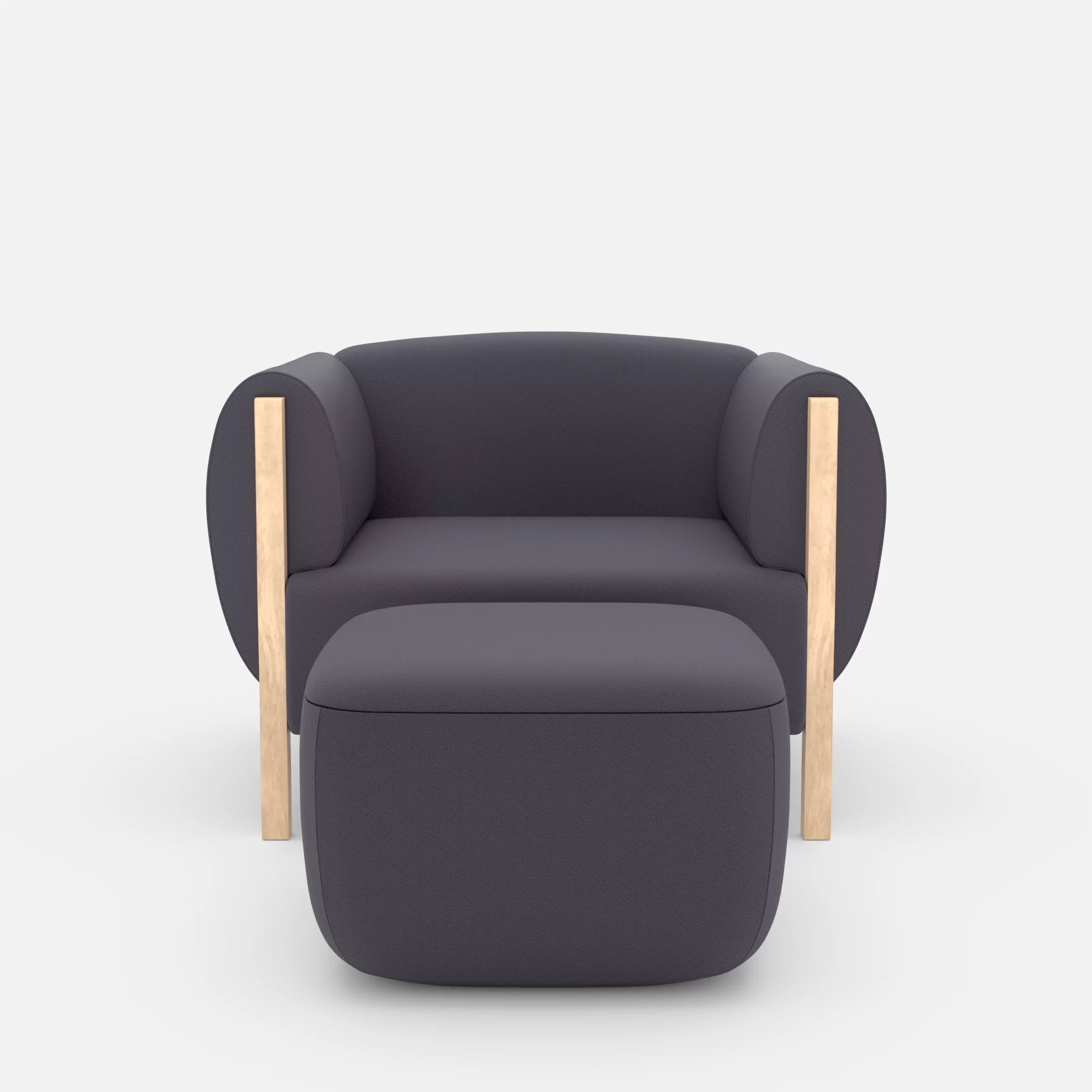 1 Sitzer Sofa Mallow mit Pouf radio8517 in Anthrazit von vorne