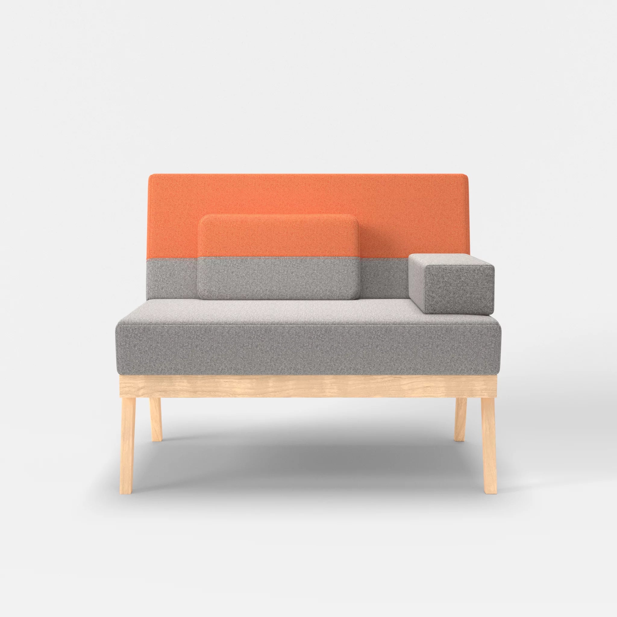 1er Sitzsofa Bauz celia0208-celia0215 in Mittelgrau und Orange von vorne