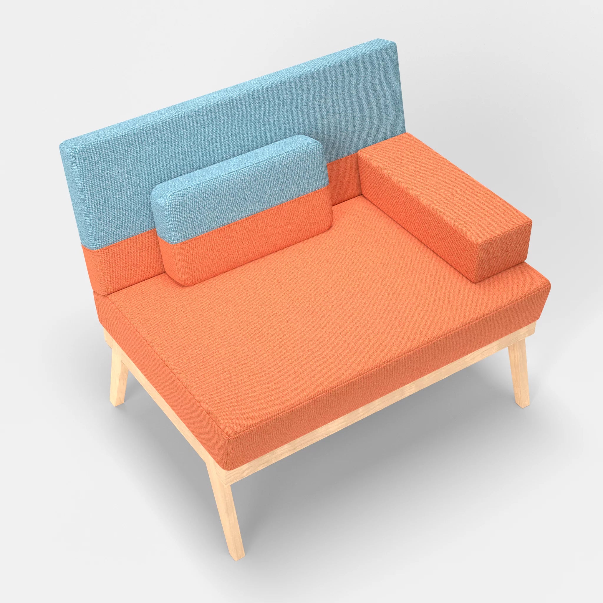 1er Sitzsofa Bauz celia0215-celia0209 in Orange und Türkis von oben