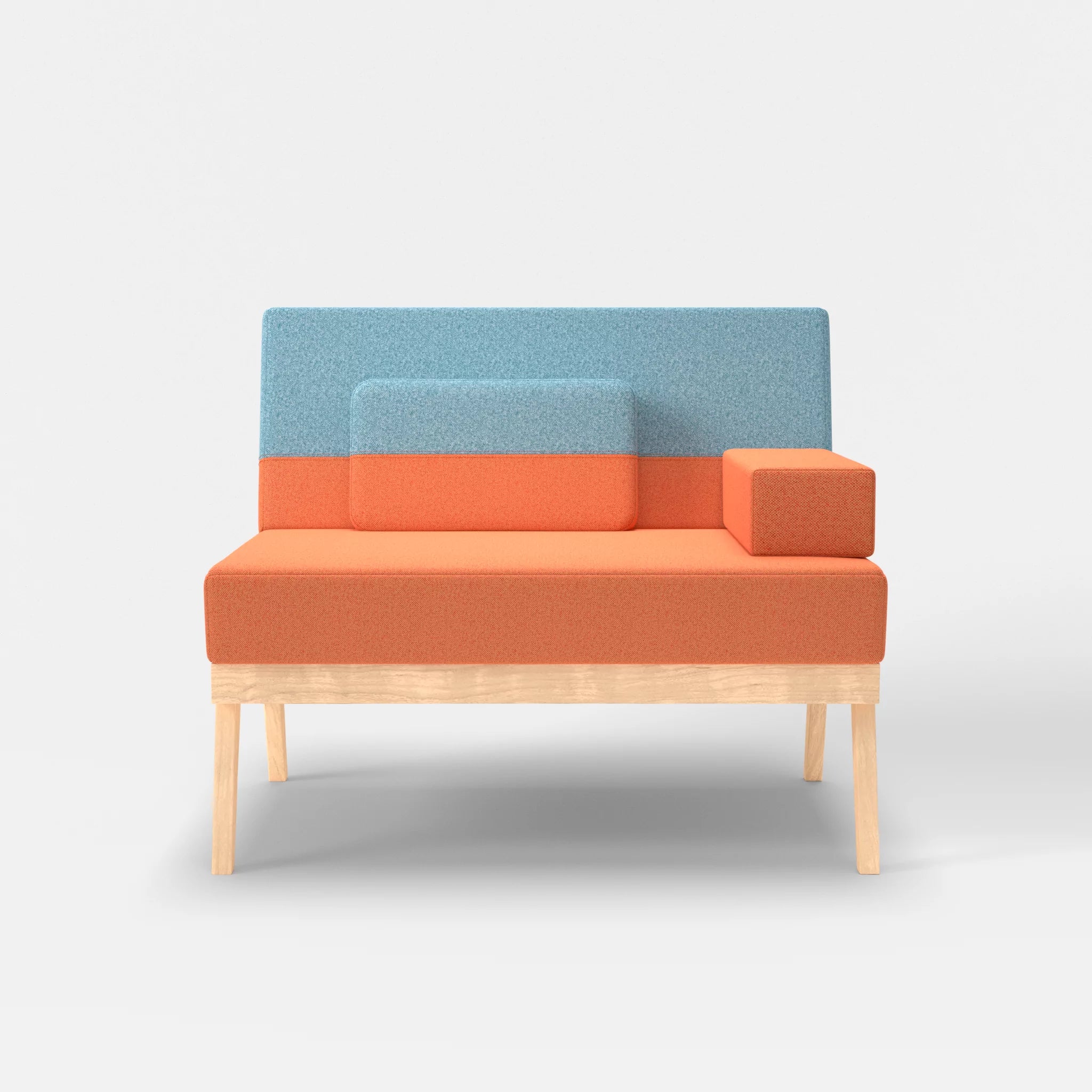 1er Sitzsofa Bauz celia0215-celia0209 in Orange und Türkis von vorne