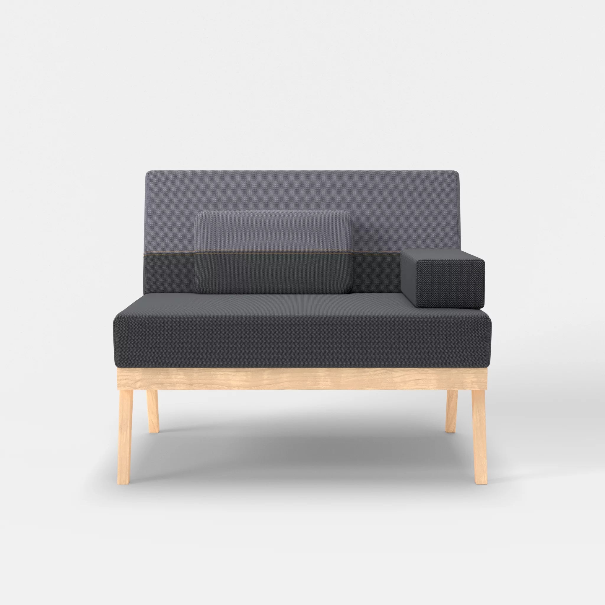 1er Sitzsofa Bauz credoasphalt-credocarbon in Anthrazit und Dunkelgrau von vorne