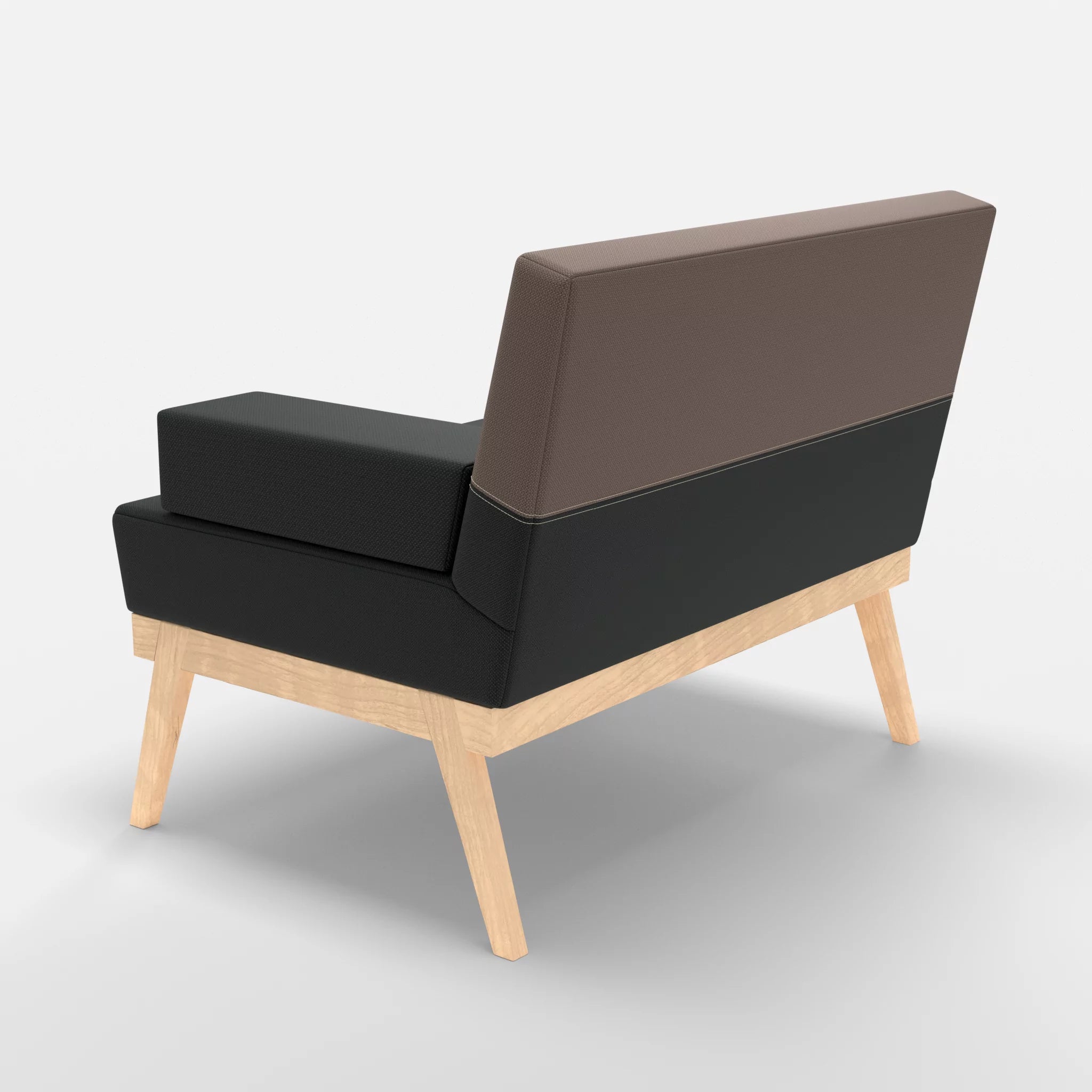 1er Sitzsofa Bauz credoblack-credowalnut in Schwarz und Dunkelgrau von hinten