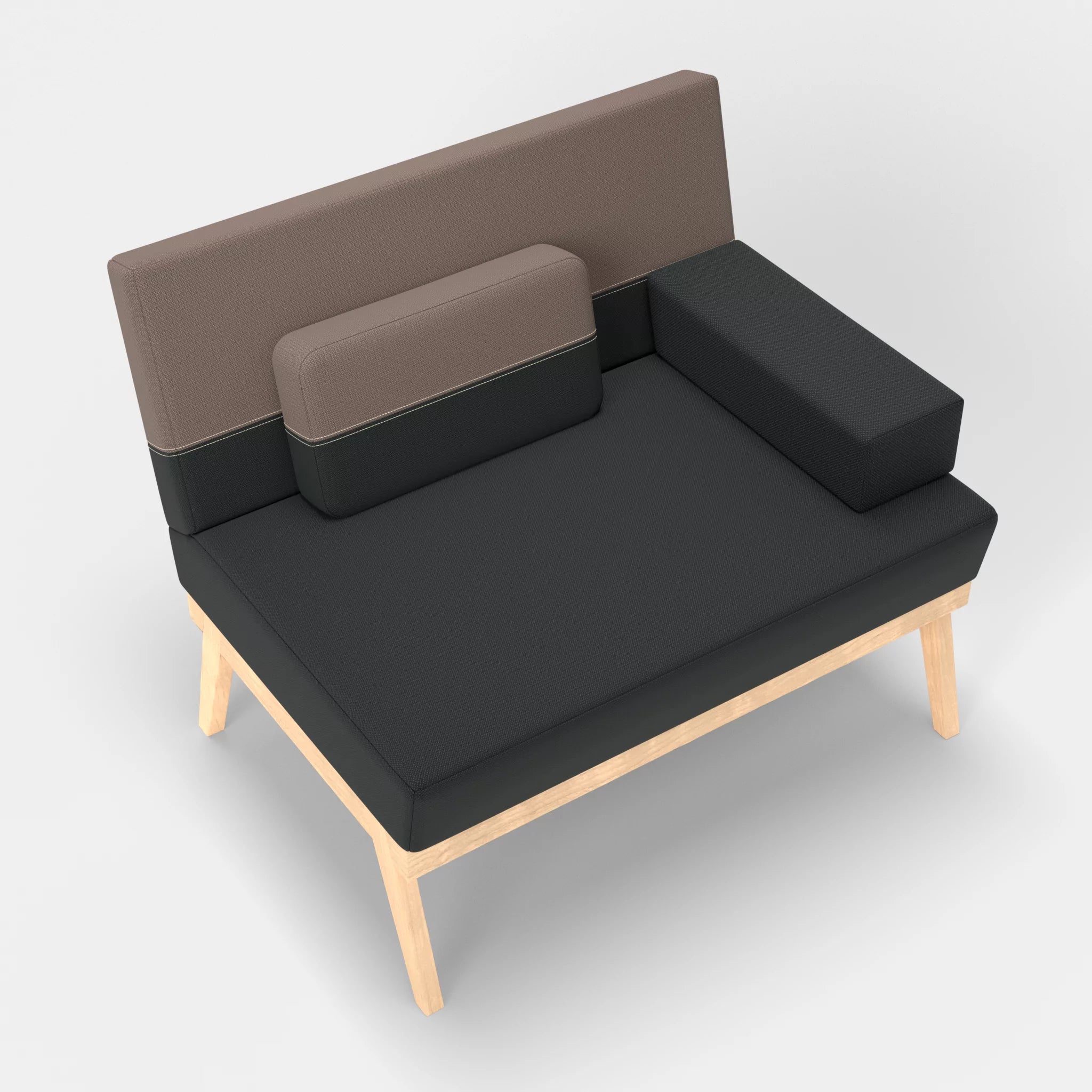 1er Sitzsofa Bauz credoblack-credowalnut in Schwarz und Dunkelgrau von oben
