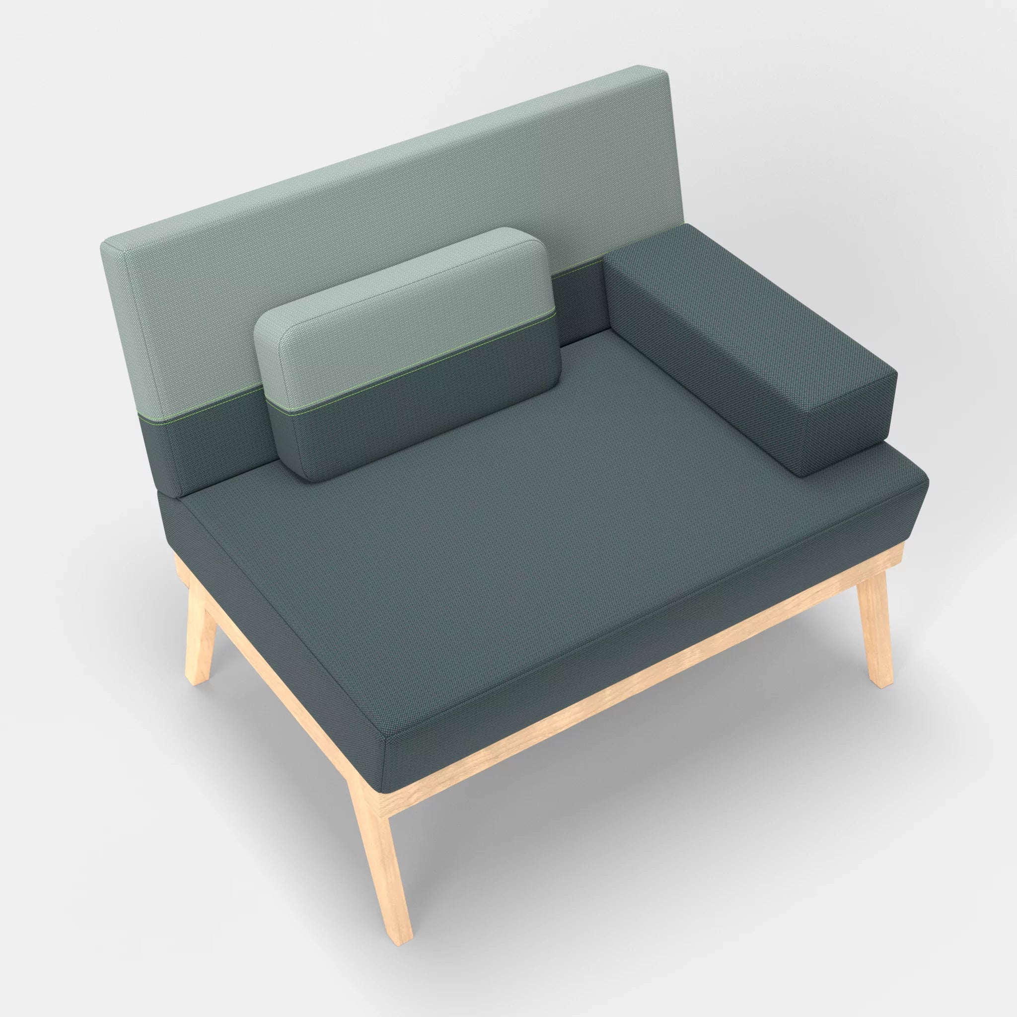 1er Sitzsofa Bauz credojaspis-credolake in Türkis und Graublau von oben