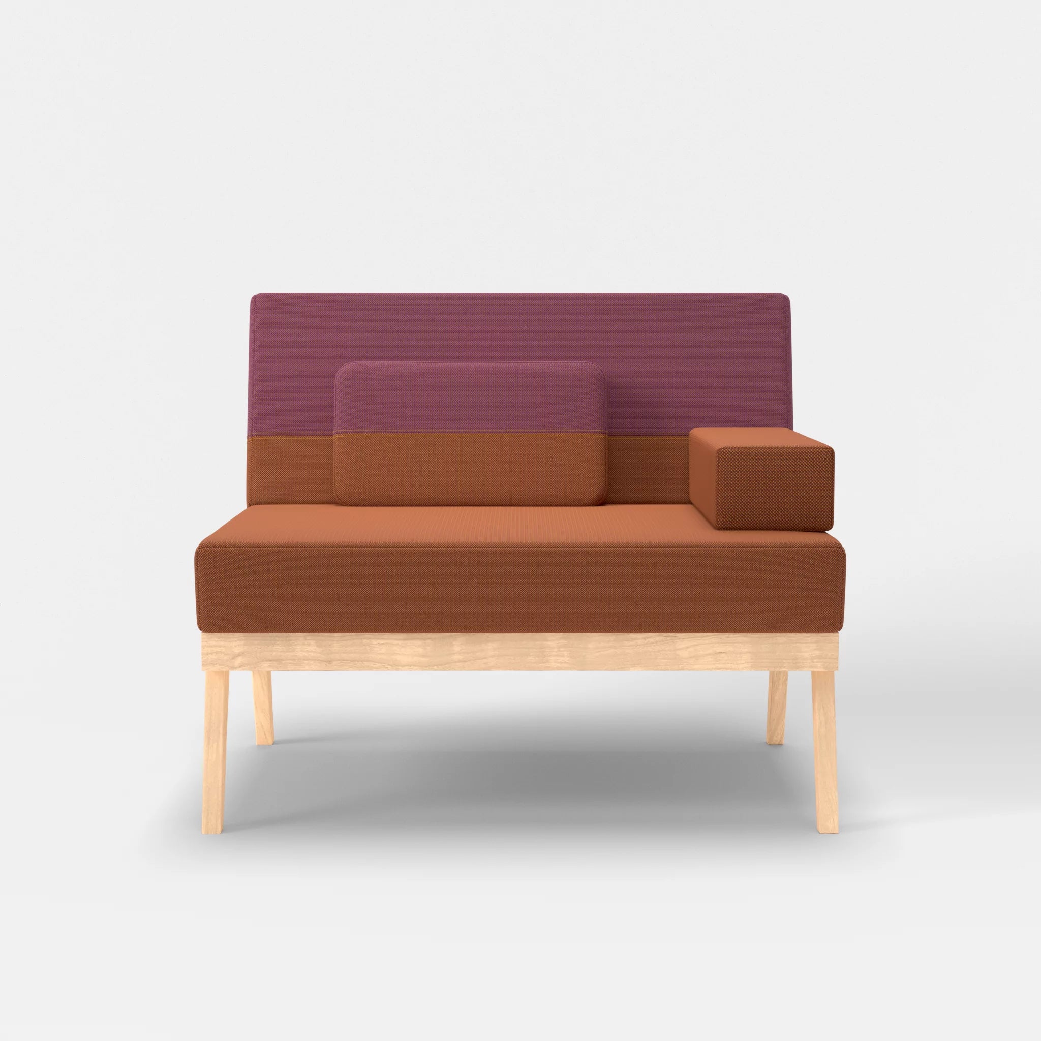 1er Sitzsofa Bauz credokupfer-credobreva in Braun und Violett von vorne