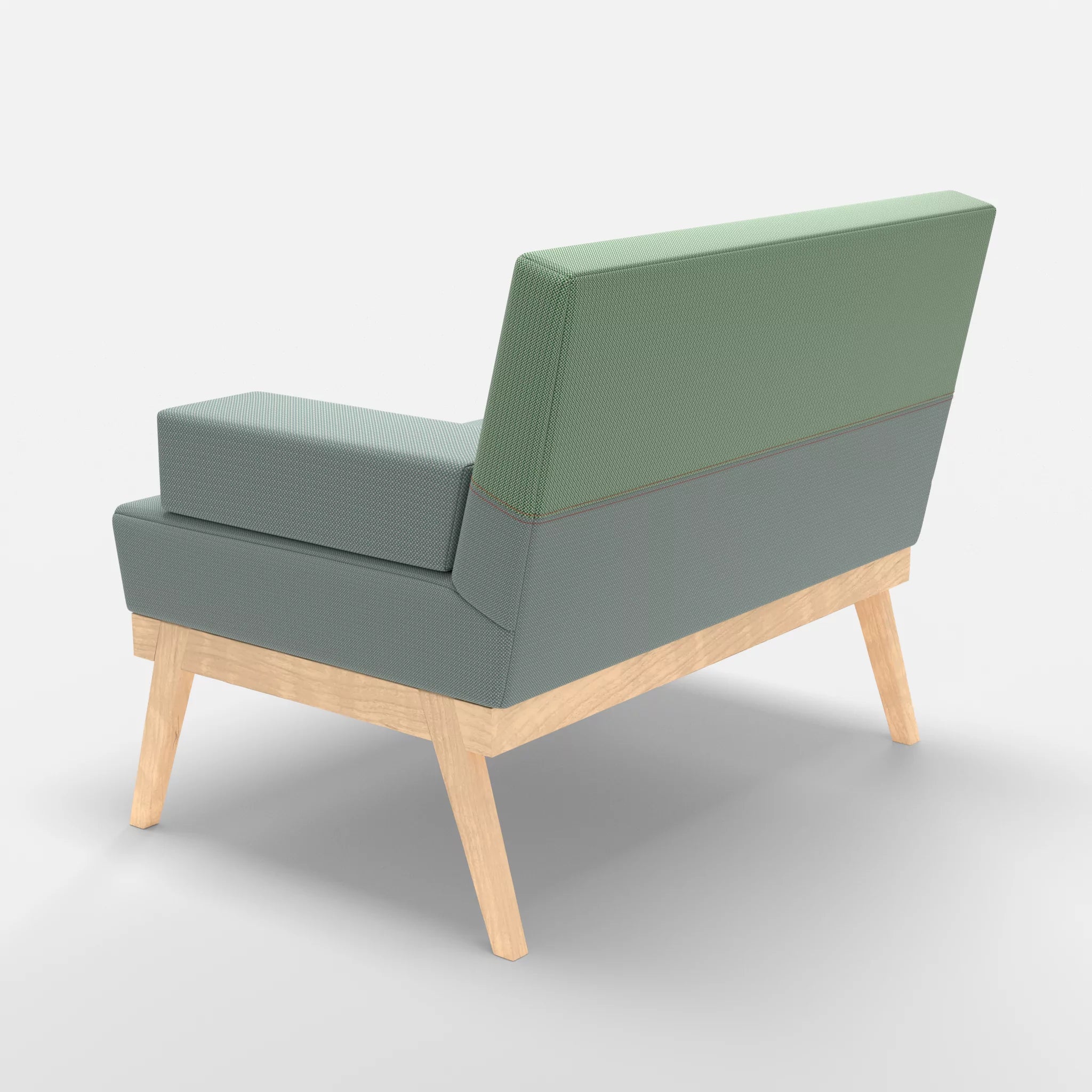 1er Sitzsofa Bauz credolake-credoaloe in Graublau und Hellgrün von hinten