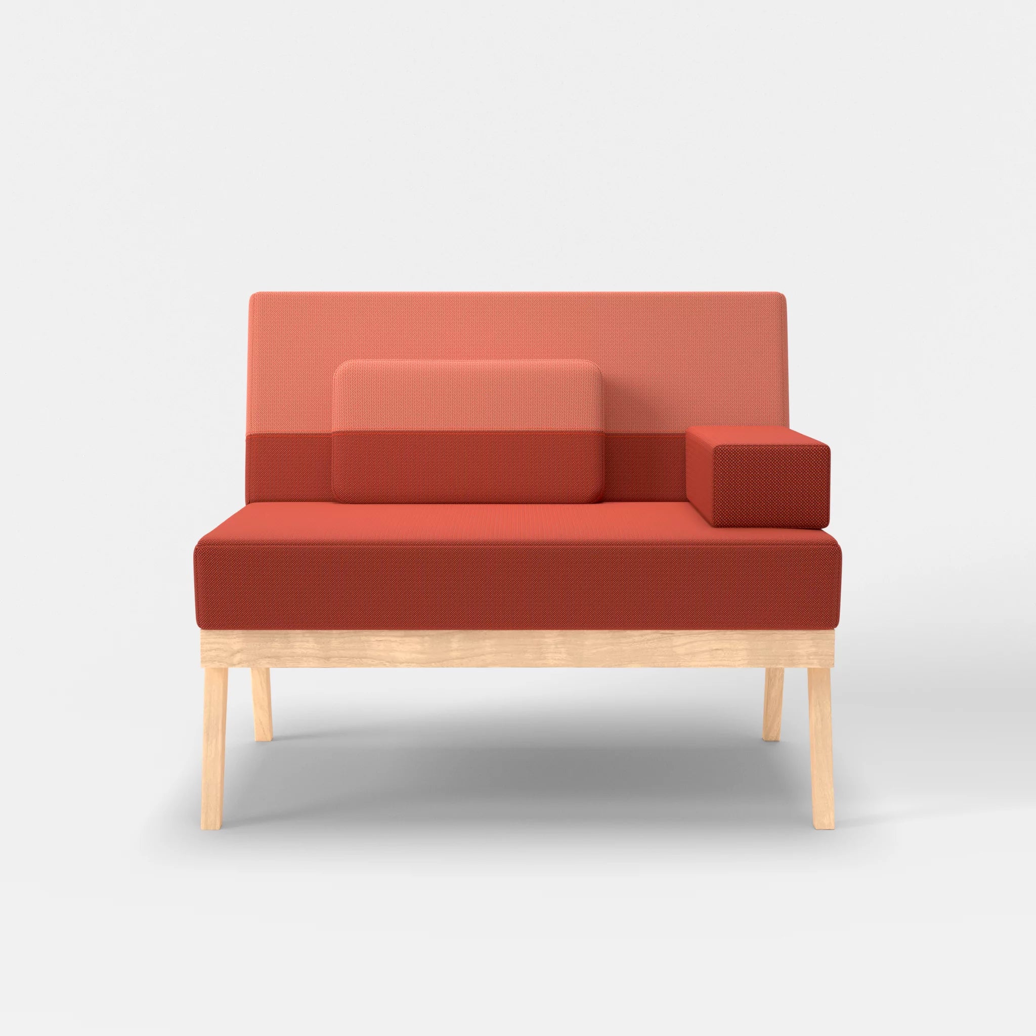 1er Sitzsofa Bauz credolampion-credograpefruit in Rot und Coral von vorne