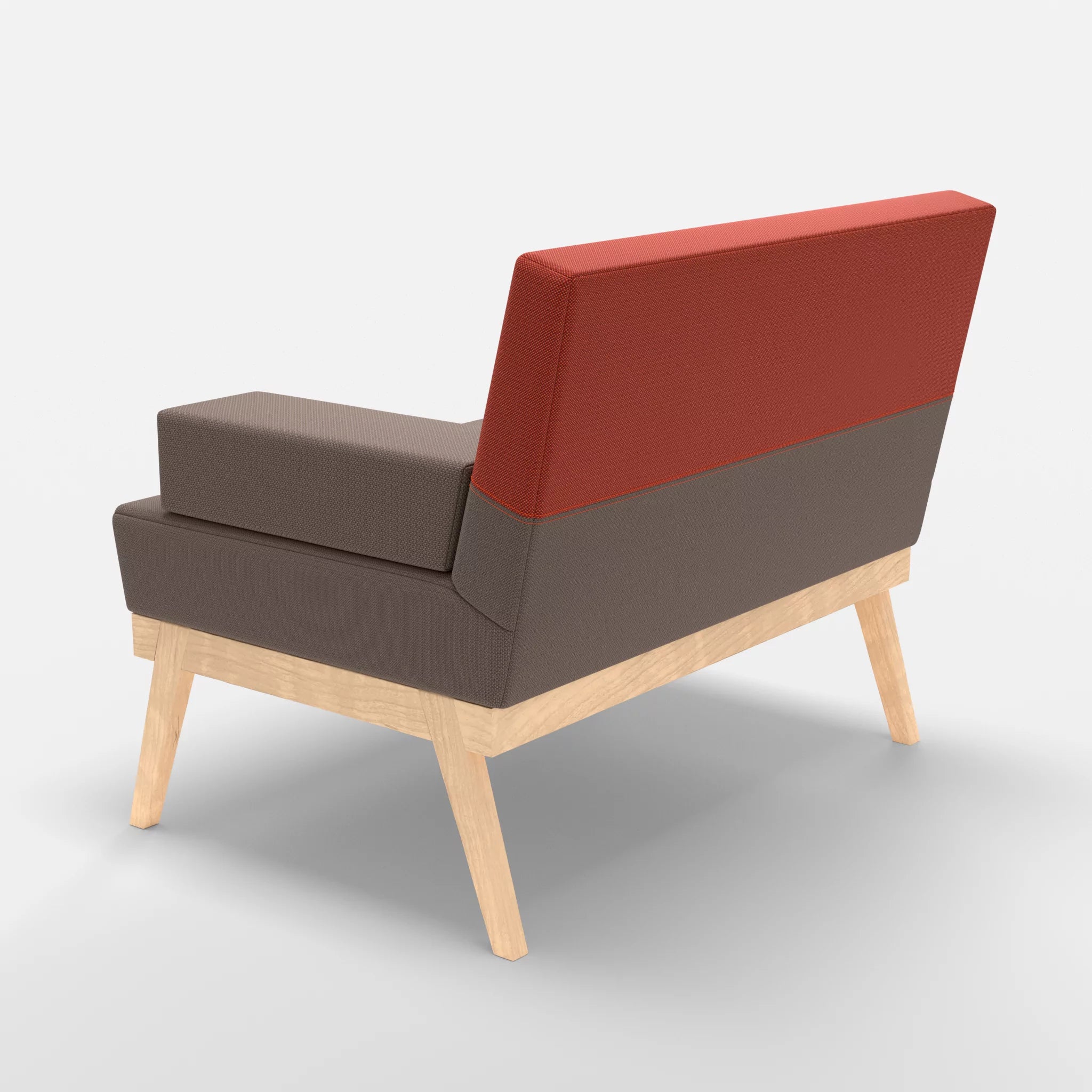 1er Sitzsofa Bauz credowalnut-credolampion in Dunkelgrau und Rot von hinten