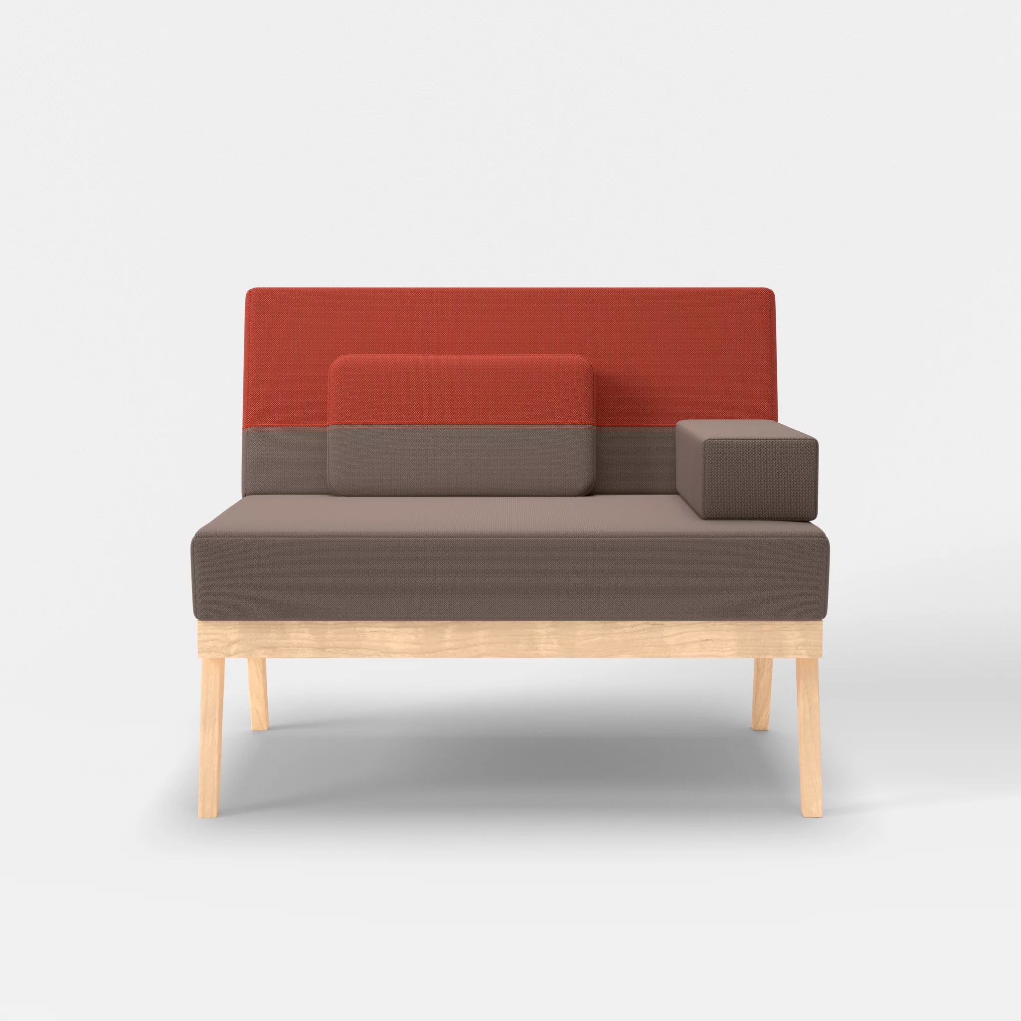1er Sitzsofa Bauz credowalnut-credolampion in Dunkelgrau und Rot von vorne