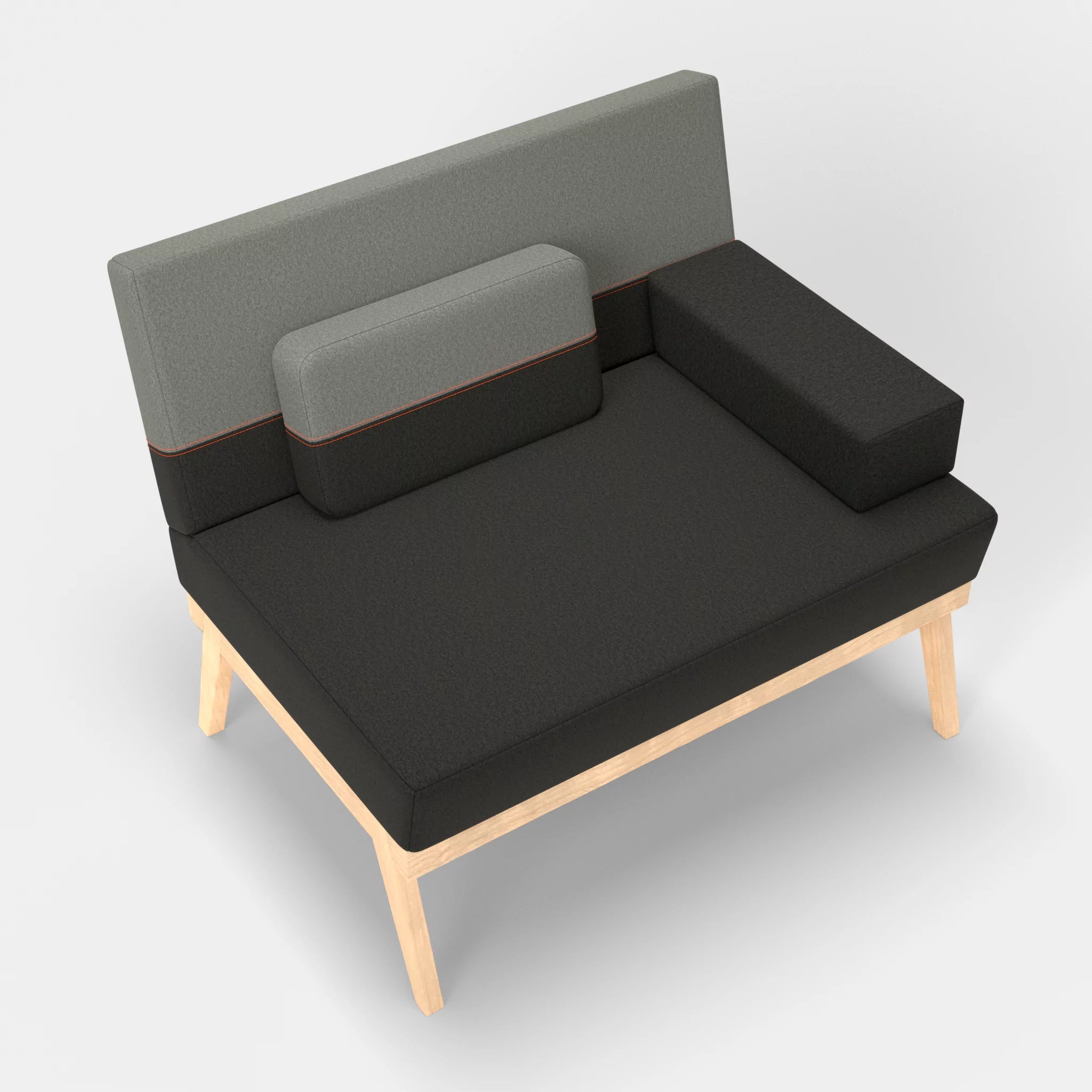 1er Sitzsofa Bauz dama0002-dama0003 in Anthrazit und Mittelgrau von oben