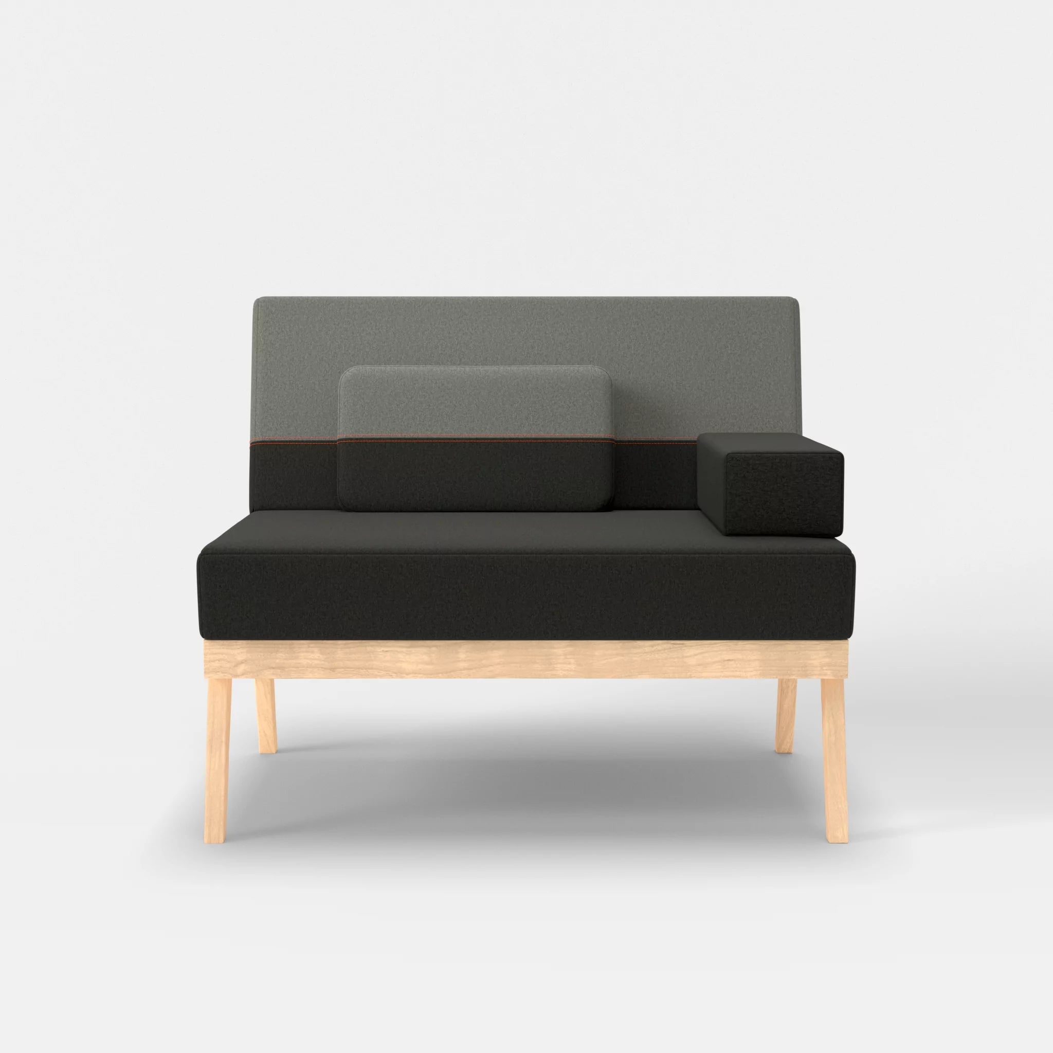 1er Sitzsofa Bauz dama0002-dama0003 in Anthrazit und Mittelgrau von vorne