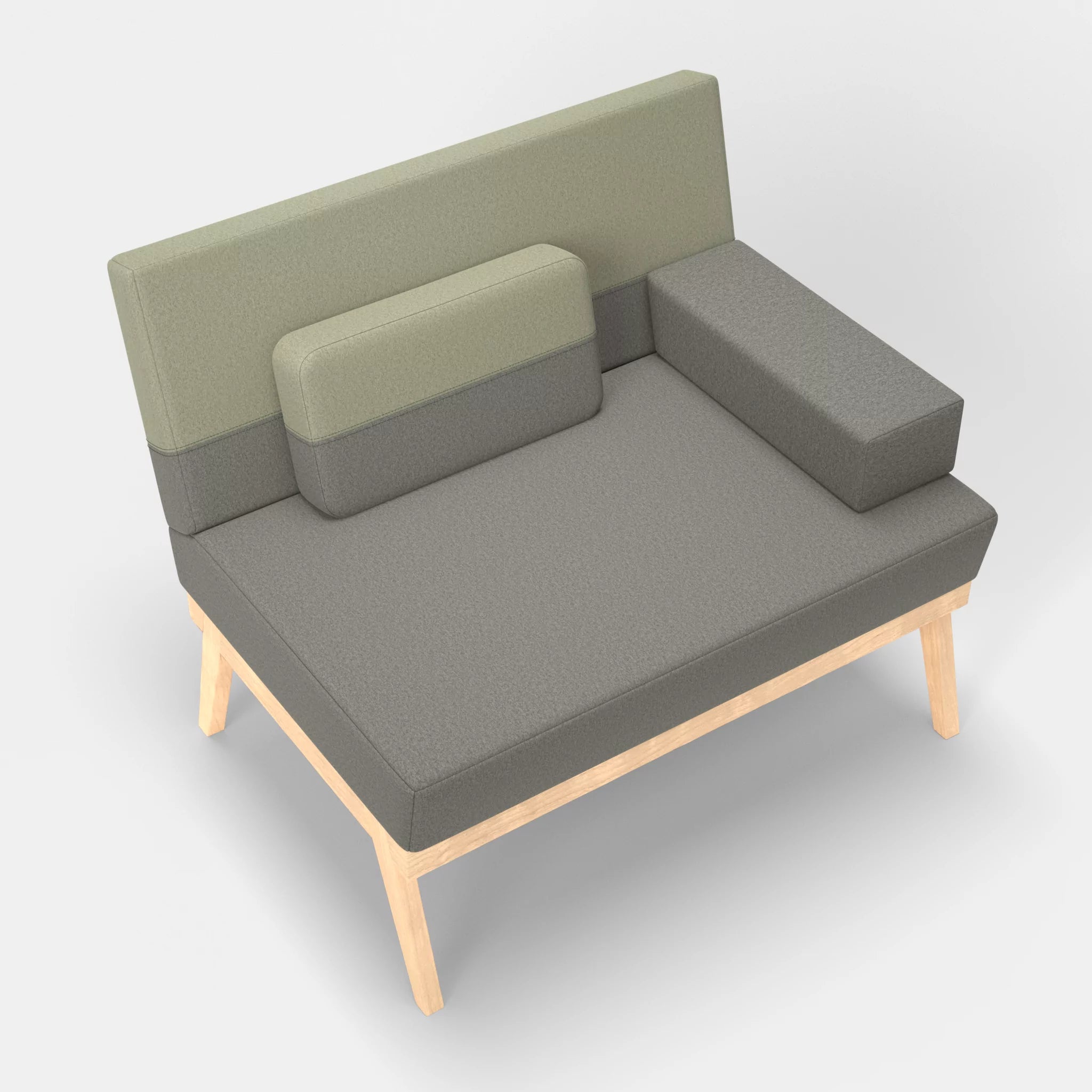 1er Sitzsofa Bauz dama0003-dama0057 in Mittelgrau und Hellgrau von oben