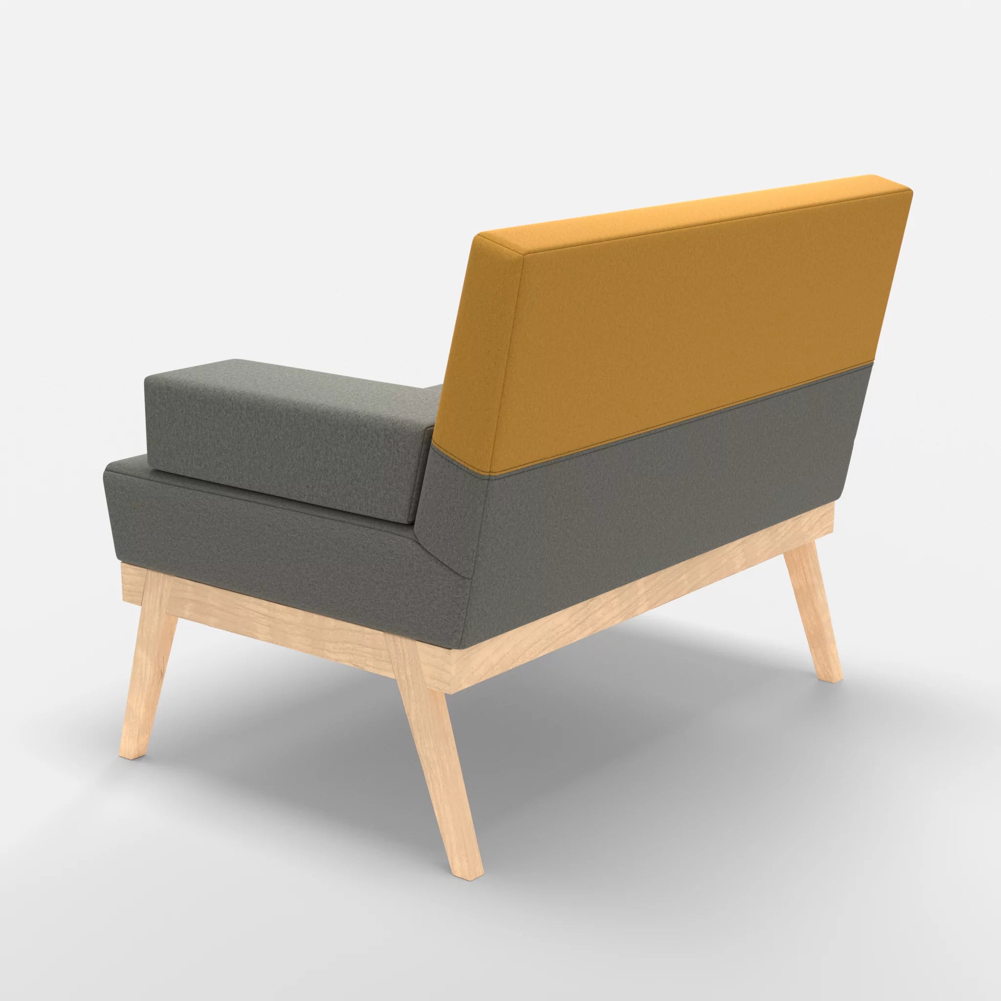 1er Sitzsofa Bauz dama0003-dama0081 in Mittelgrau und Curry von hinten