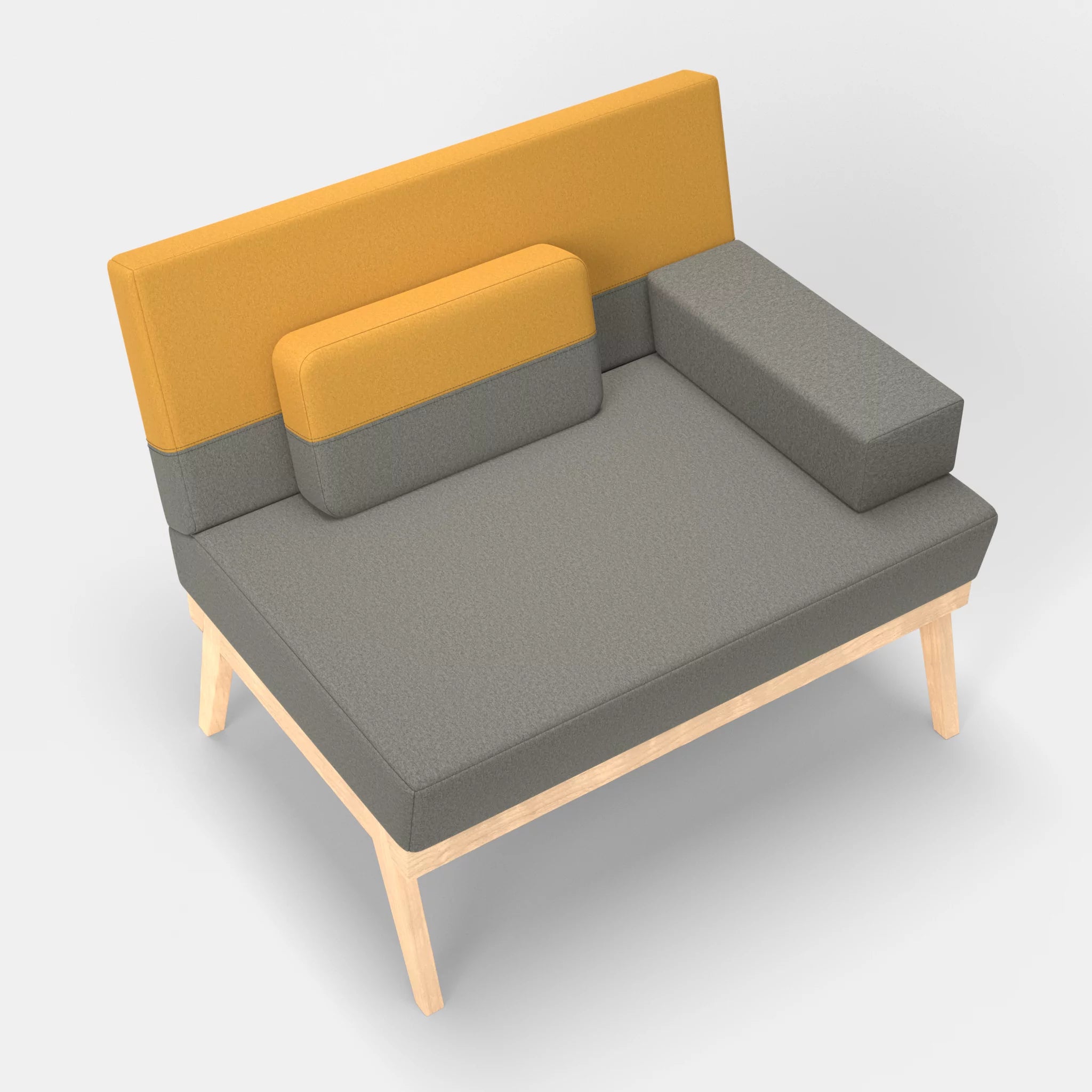 1er Sitzsofa Bauz dama0003-dama0081 in Mittelgrau und Curry von oben