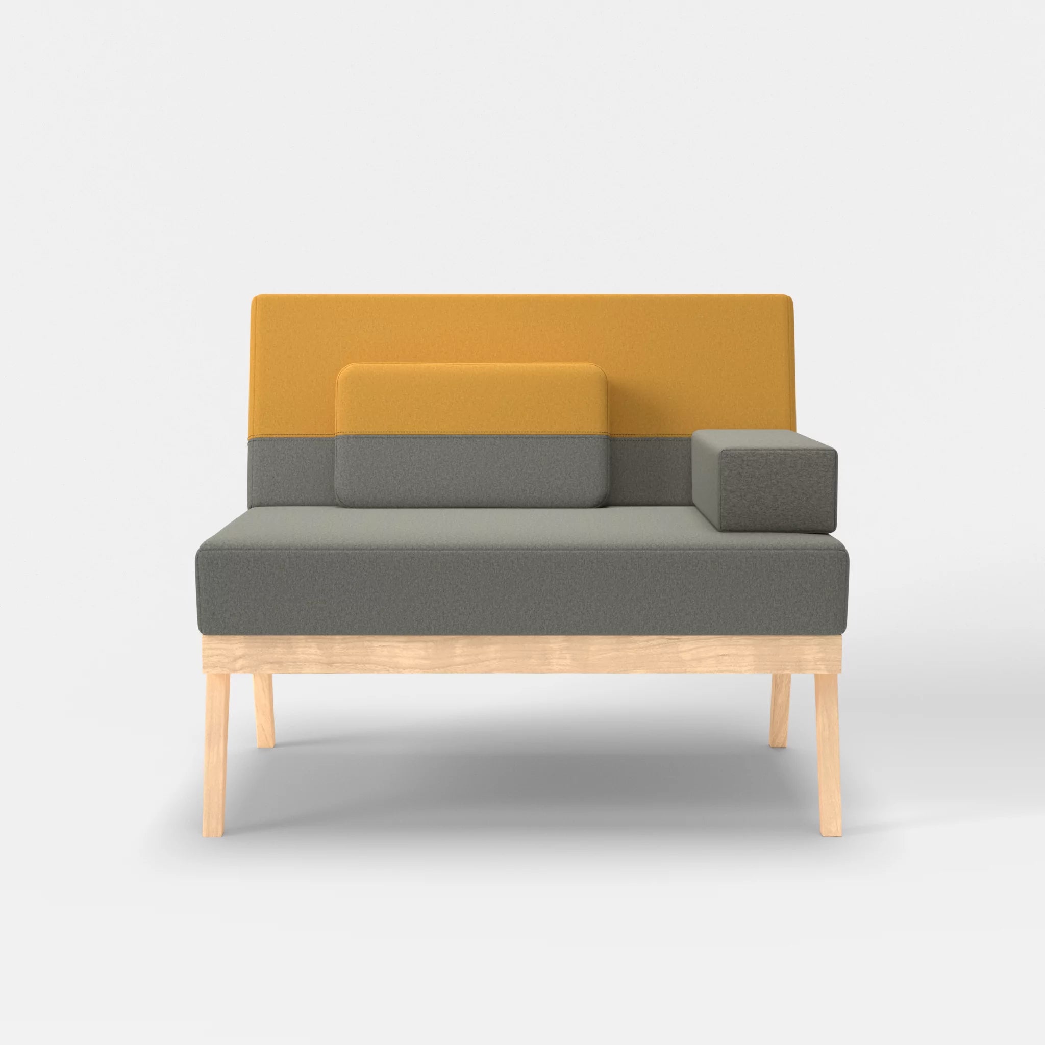1er Sitzsofa Bauz dama0003-dama0081 in Mittelgrau und Curry von vorne
