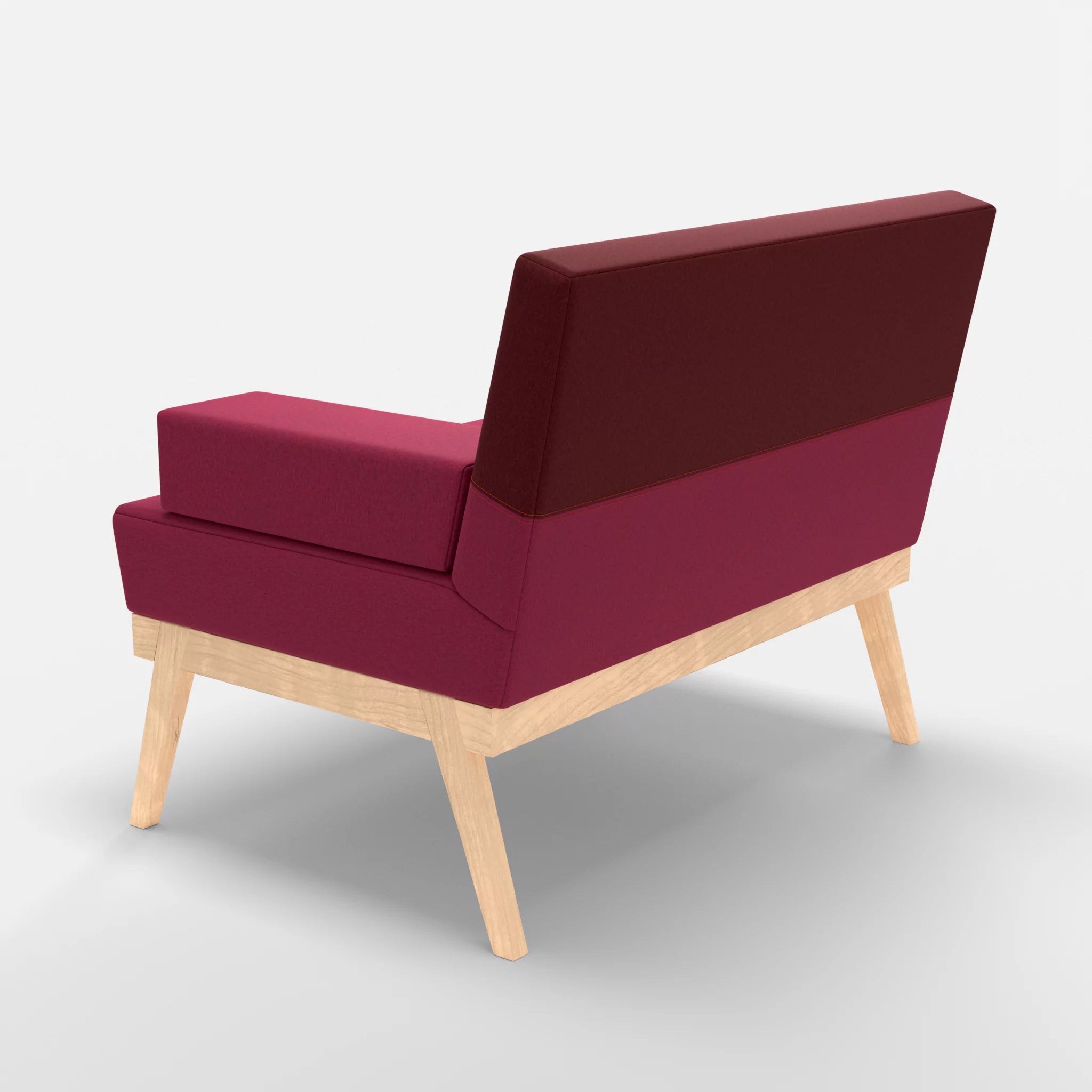 1er Sitzsofa Bauz dama0034-dama0050 in Bordeaux und Fuchsia von hinten