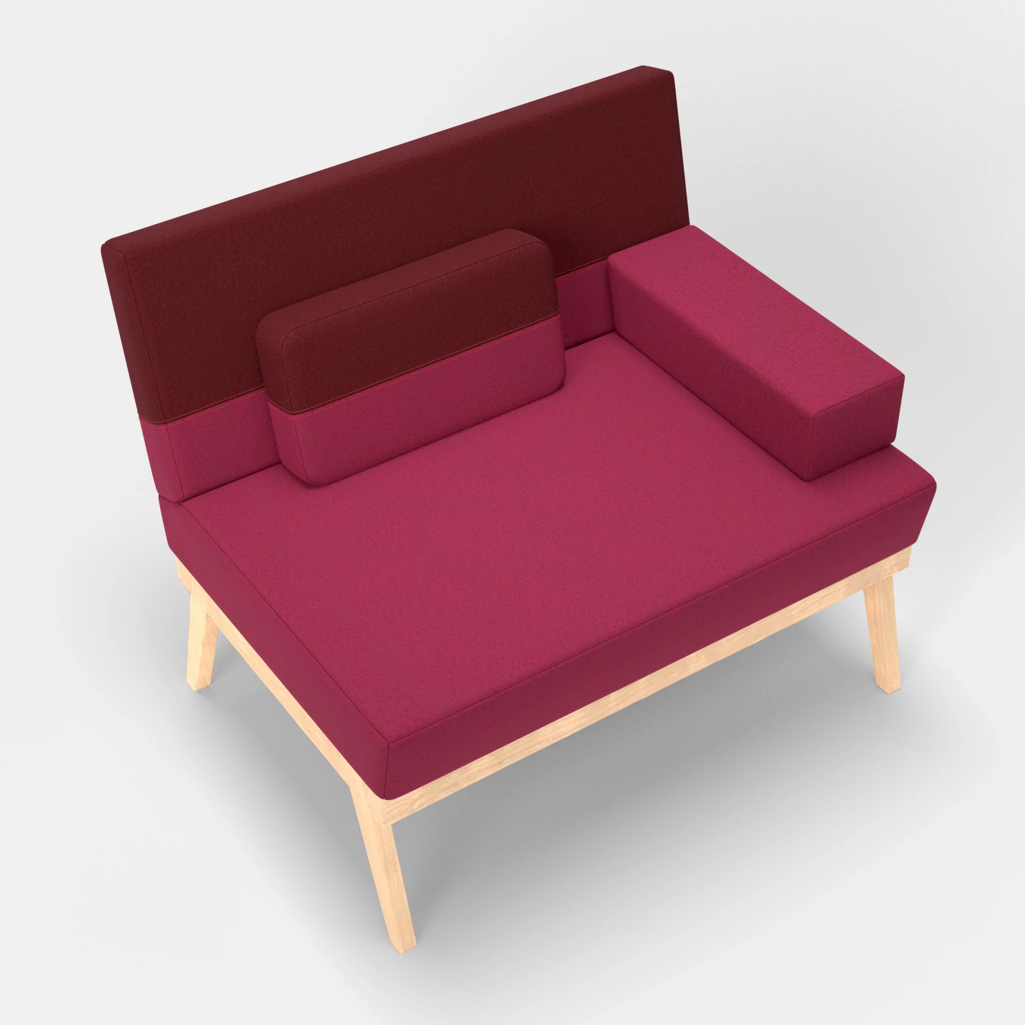 1er Sitzsofa Bauz dama0034-dama0050 in Bordeaux und Fuchsia von oben
