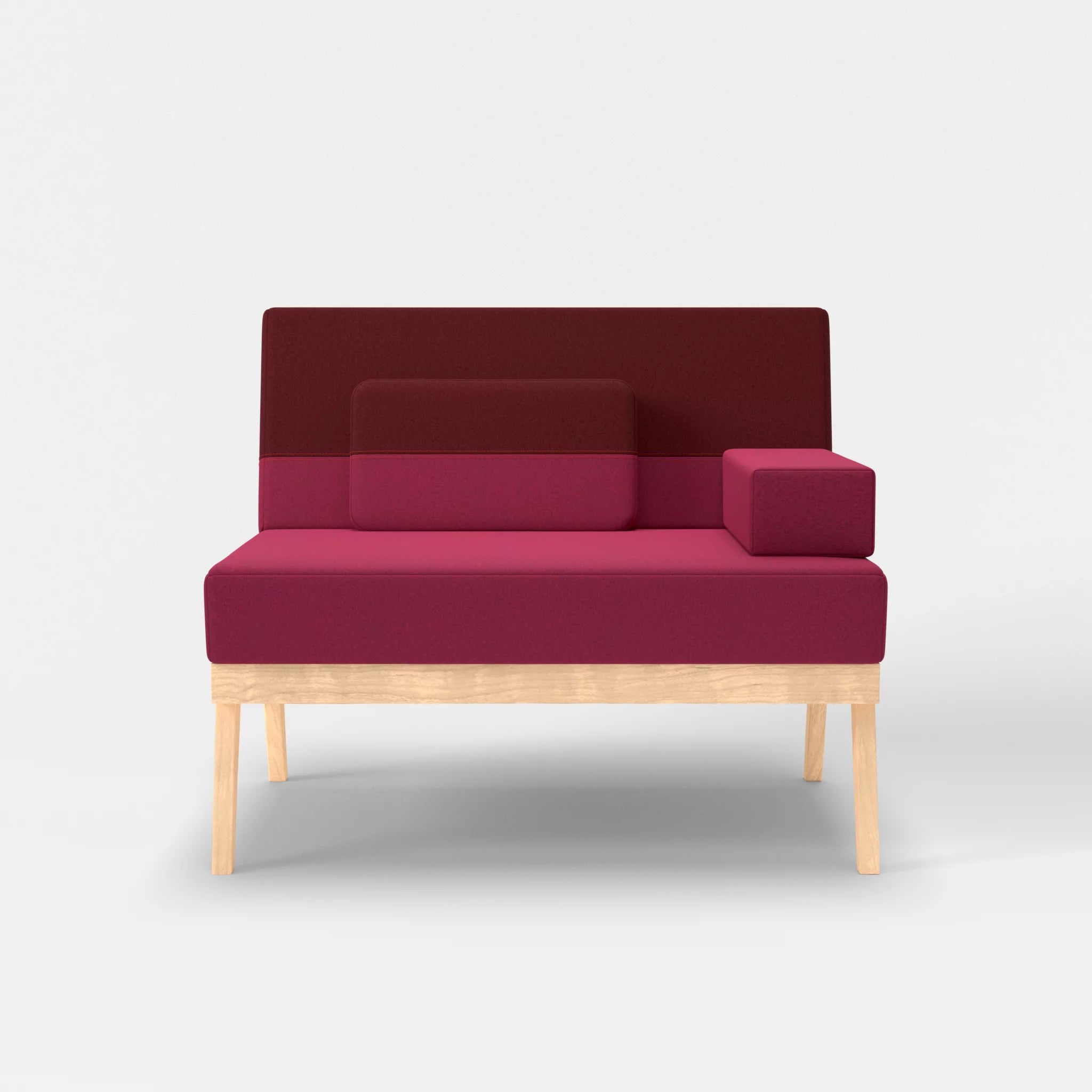 1er Sitzsofa Bauz dama0034-dama0050 in Bordeaux und Fuchsia von vorne