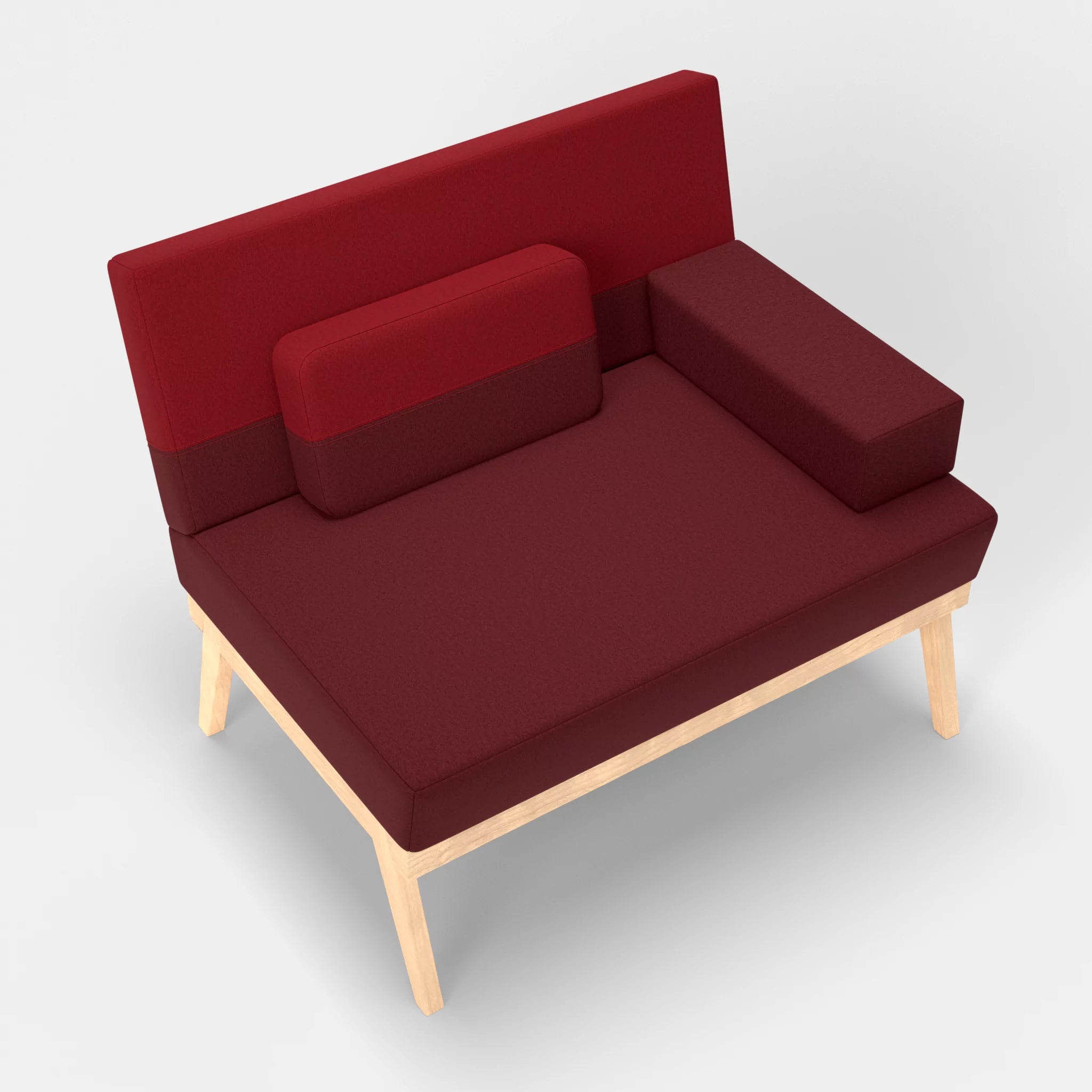 1er Sitzsofa Bauz dama0034-dama0053 in Bordeaux und Rot von oben