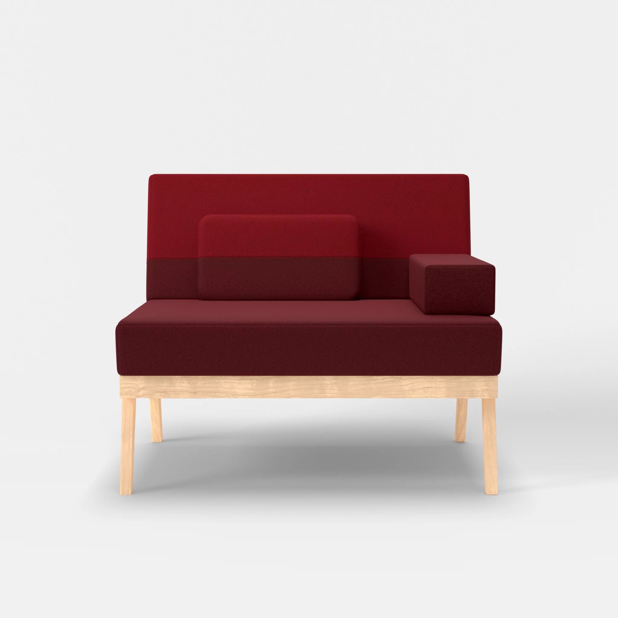 1er Sitzsofa Bauz dama0034-dama0053 in Bordeaux und Rot von vorne