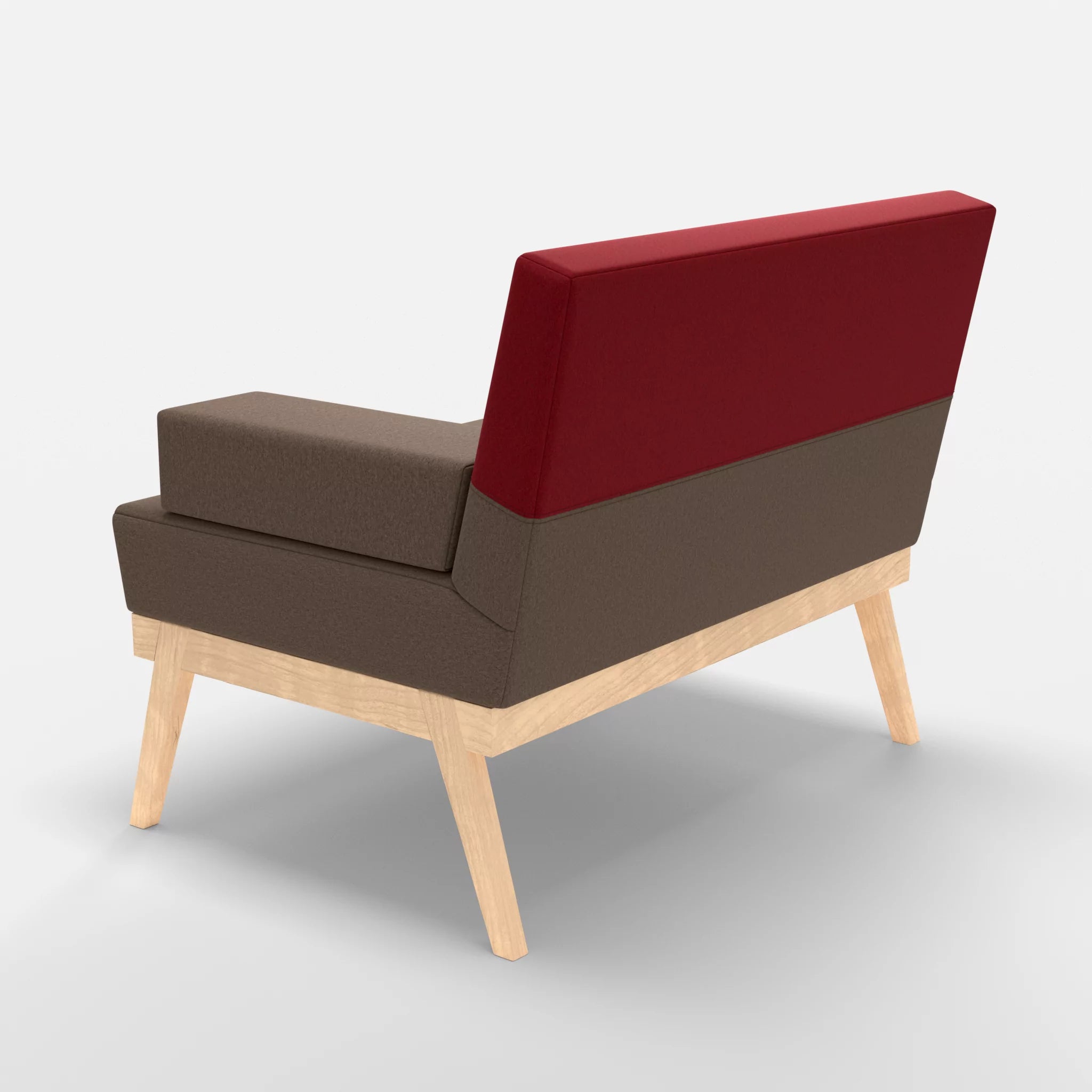 1er Sitzsofa Bauz dama0051-dama0053 in Braun und Rot von hinten