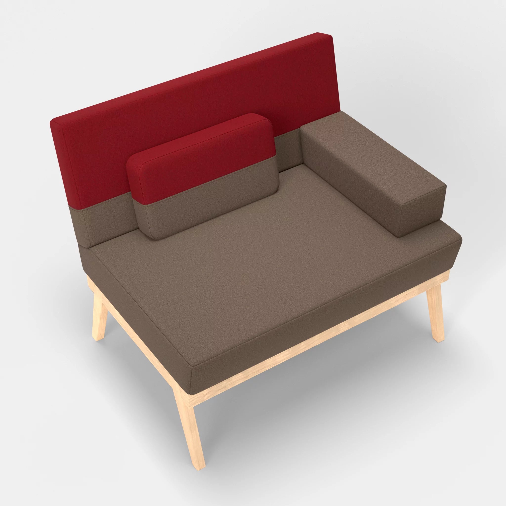 1er Sitzsofa Bauz dama0051-dama0053 in Braun und Rot von oben