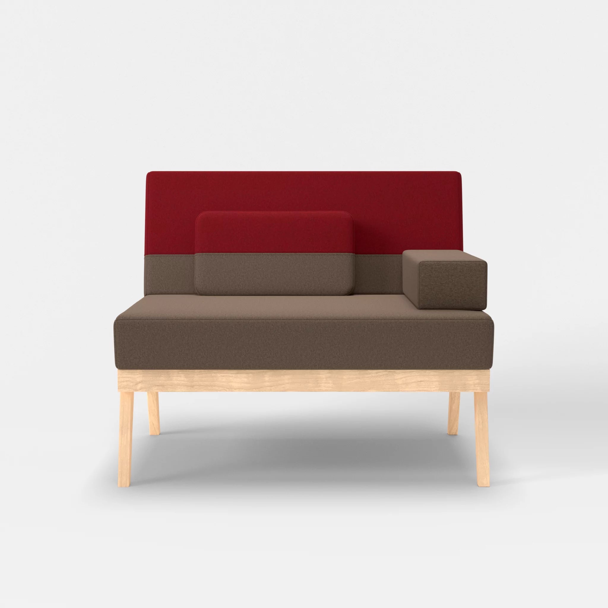 1er Sitzsofa Bauz dama0051-dama0053 in Braun und Rot von vorne